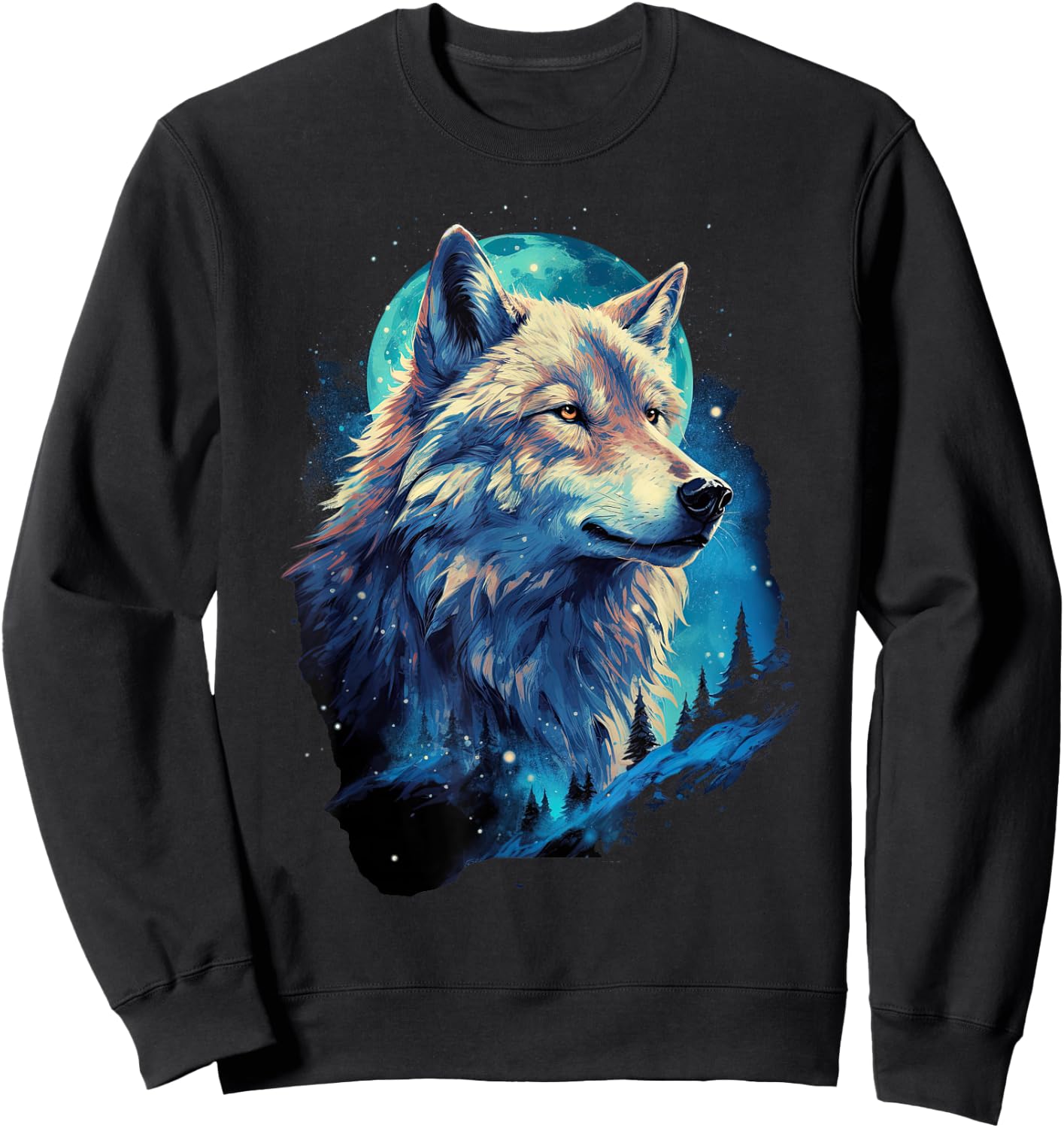 Wolf Moon Howling Lone Funny Wolves pack of wolves Sweatshirt - Sweatshirt | Black