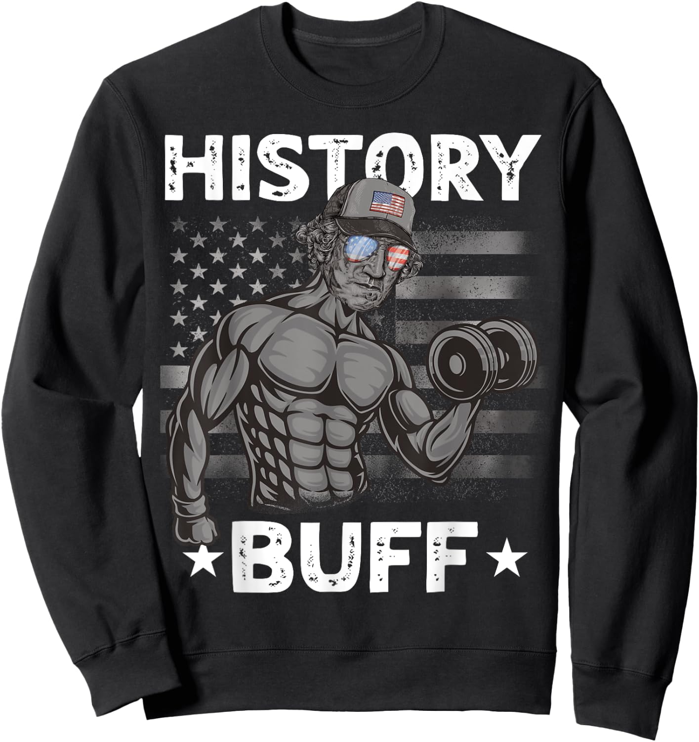 History Buff Washington Bro Weightlifting 4th of July Gym Sweatshirt - Sweatshirt | Black
