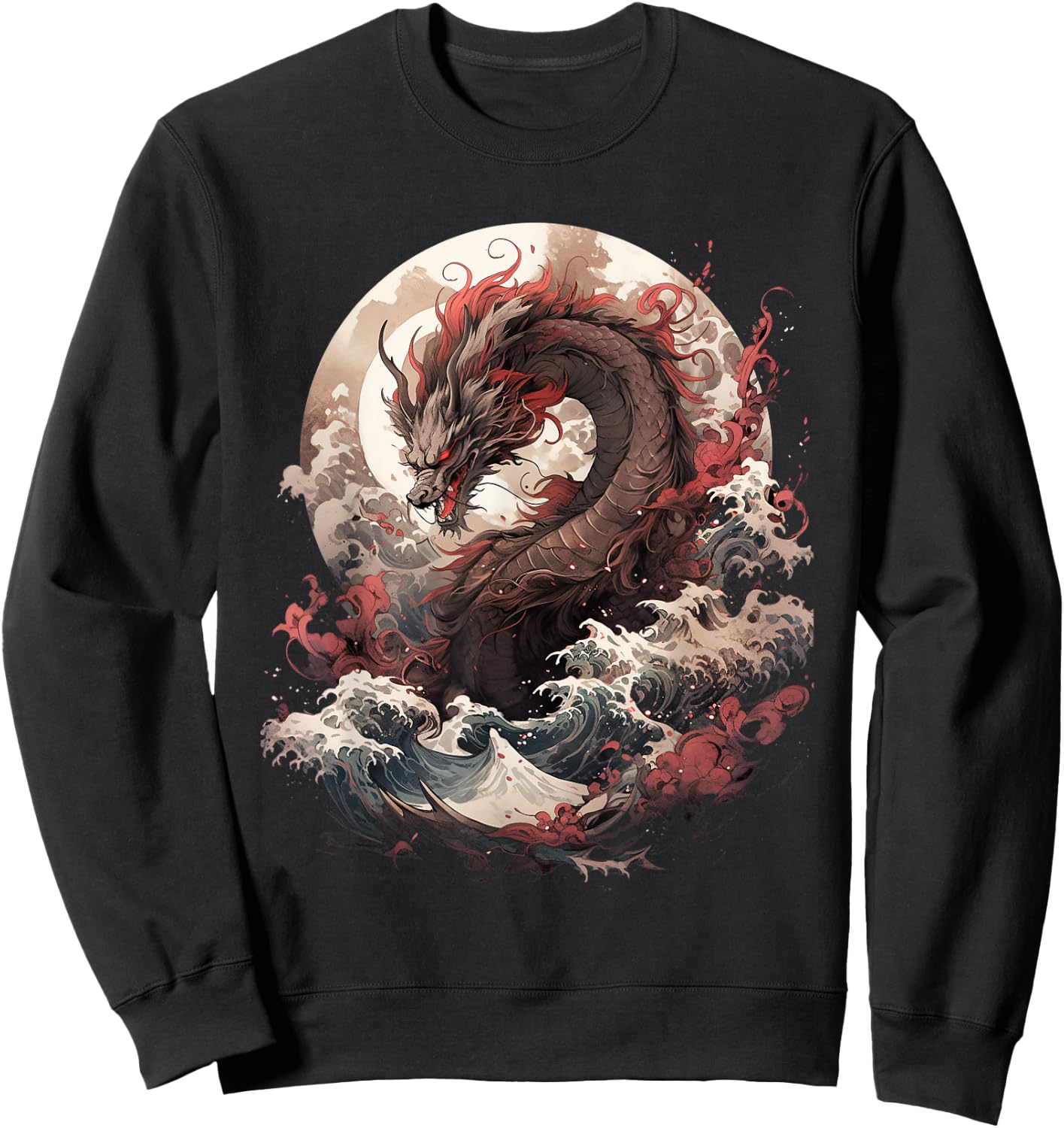 Japanese Aesthetic Dragon japanese art Japan Tattoo Sweatshirt - Sweatshirt | Black