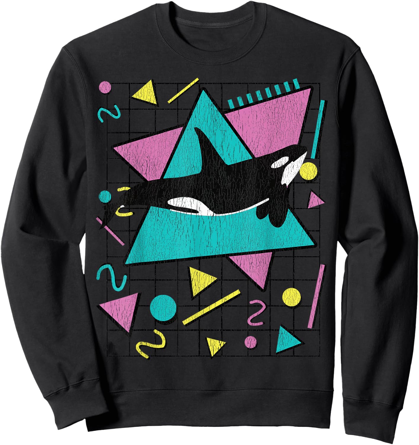 Orca Killer Whale Vintage 90s Retro 1990s Aesthetic Vibes Sweatshirt - Sweatshirt | Black