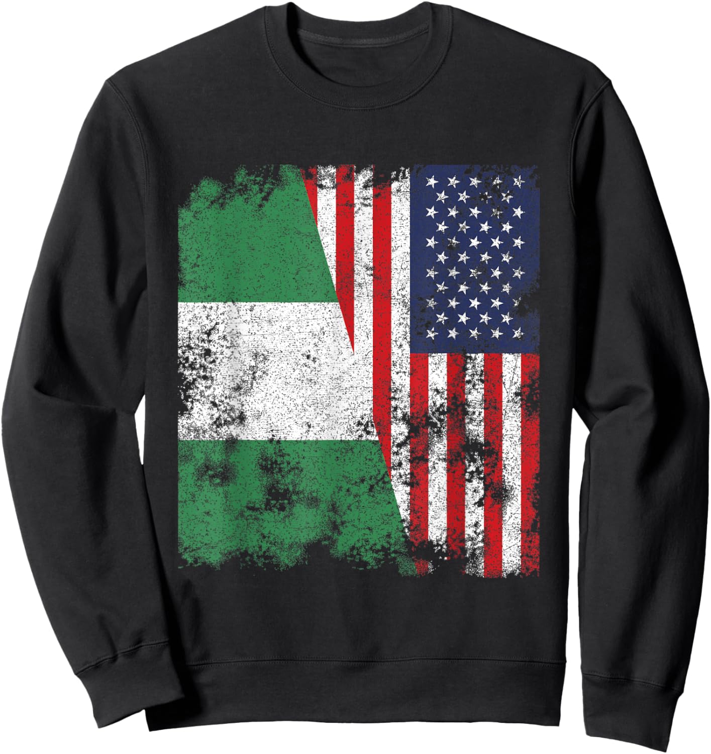 Nigeria USA Flag Distressed - Half American Women Kids Men Sweatshirt - Sweatshirt | Black