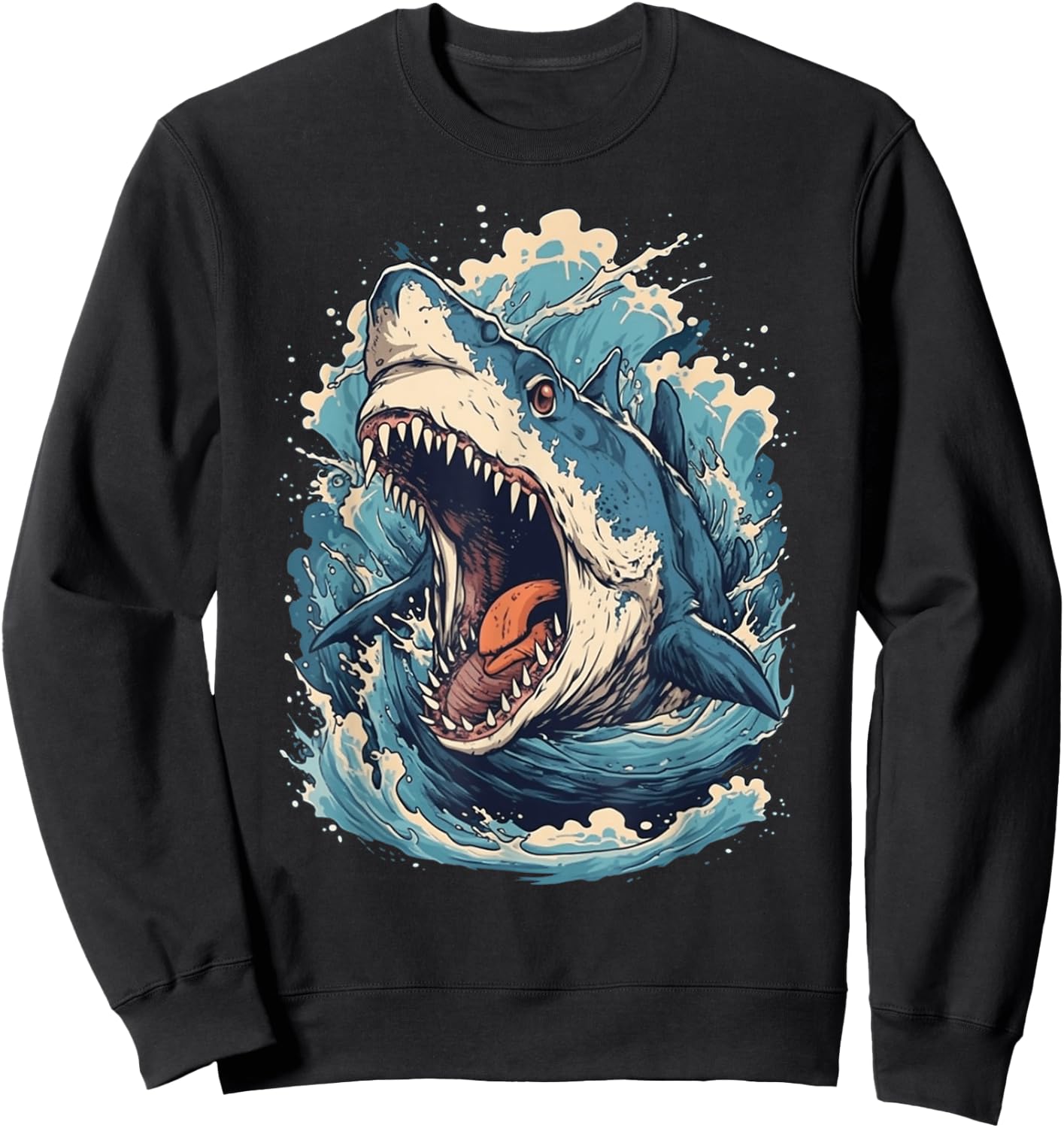 Great White Shark | Shark Lover Graphic Sweatshirt - Sweatshirt | Black