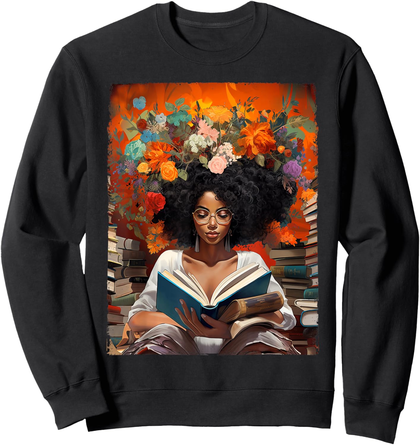 Black History Educated Reading Book Melanin Queen Afro Women Sweatshirt - Sweatshirt | Black