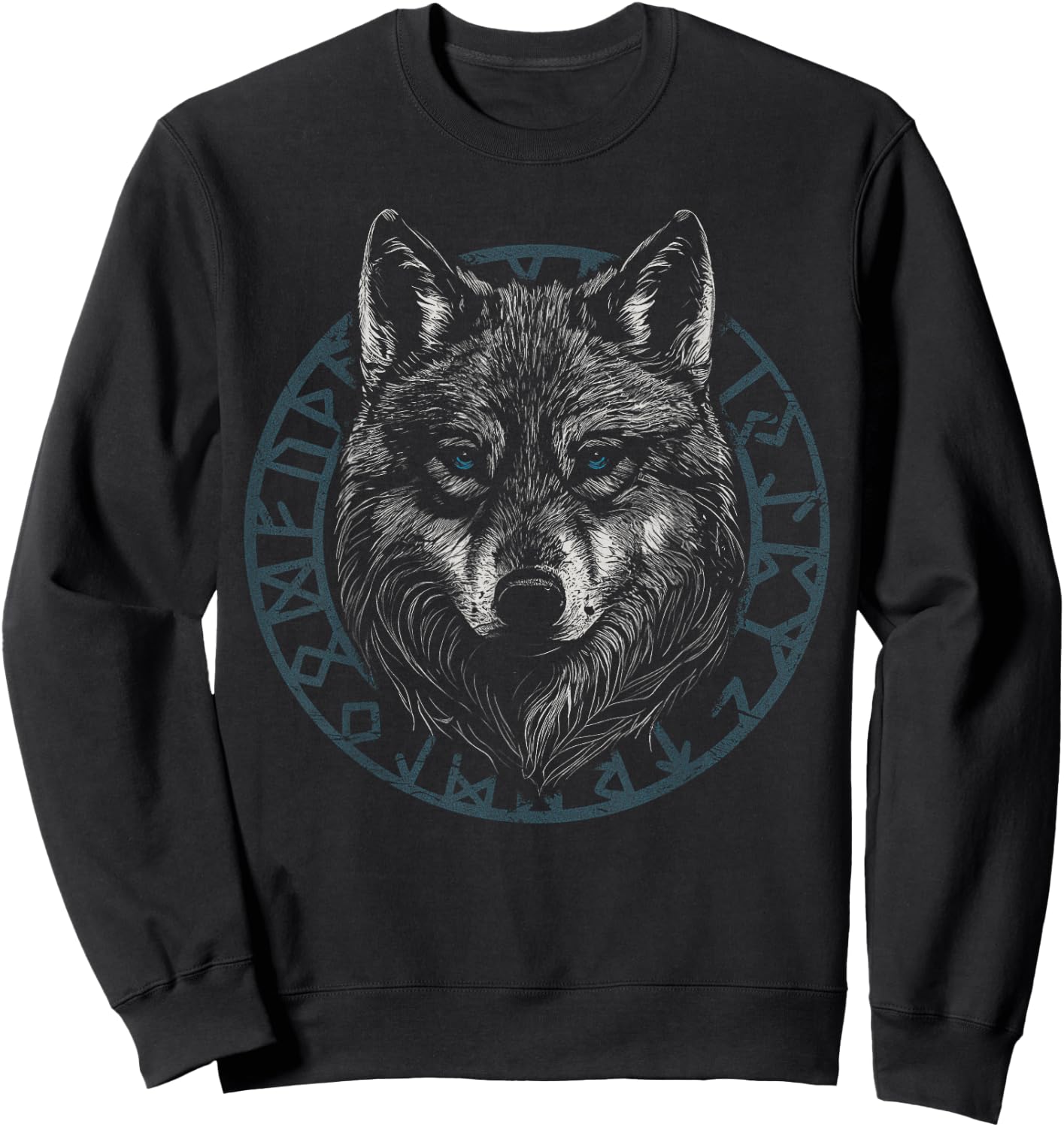 Wolf Viking Runes Nordic Celtic Wolf Lover Sweatshirt - Sweatshirt | Black