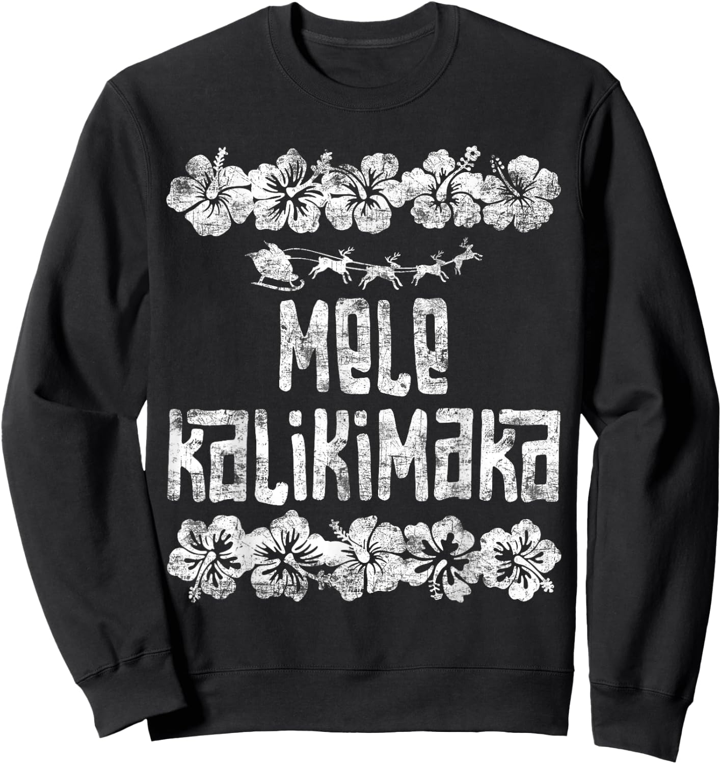 Mele Kalikimaka Hawaii Christmas Santa Beach Women Kids Sweatshirt - Sweatshirt | Black
