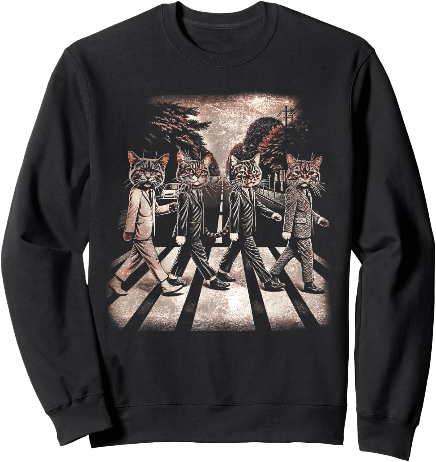 Classic Cats Music Band Vintage Retro Heavy Meowtal Musician Sweatshirt - Sweatshirt | Black