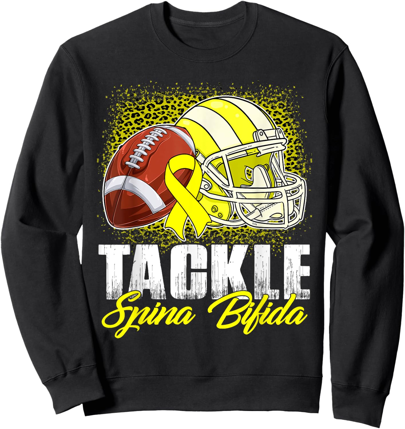 Tackle Spina Bifida Football Ball Helmet Yellow Ribbon Women Sweatshirt - Sweatshirt | Black