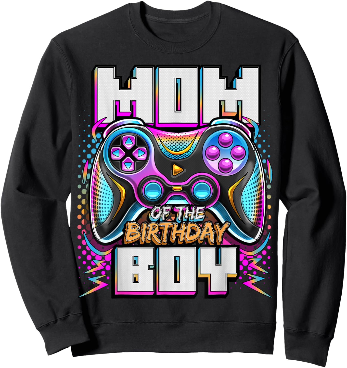 Mom of the Birthday Boy Matching Video Game Birthday Party Sweatshirt - Sweatshirt | Black