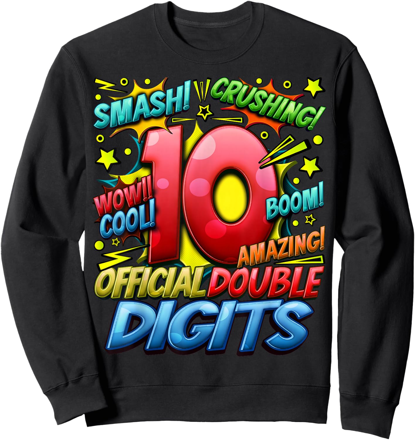 Official Double Digits 10th Birthday Awesome Since 2013 Boy Sweatshirt - Sweatshirt | Black