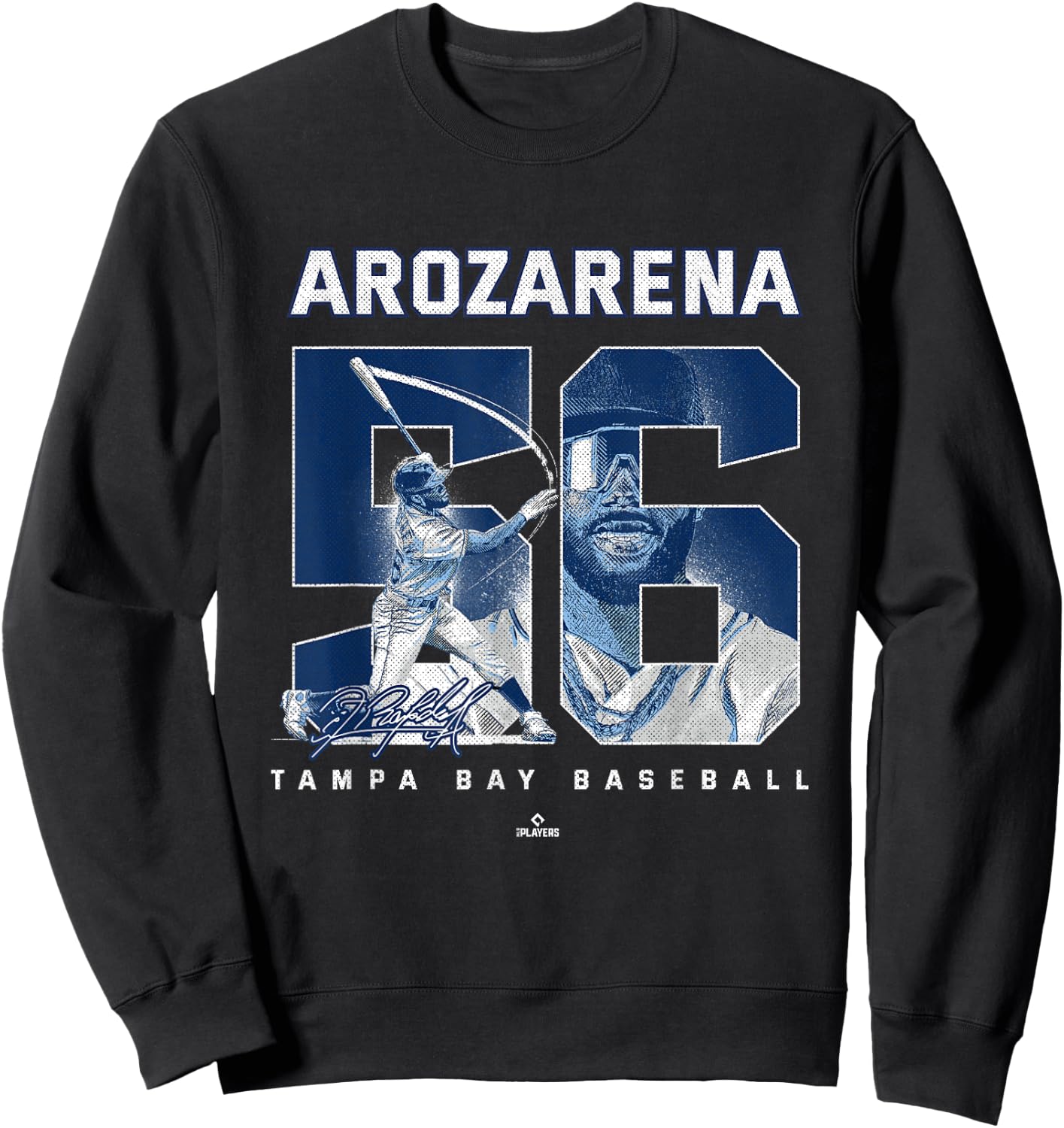 Number and Portrait Randy Arozarena Tampa Bay MLBPA Sweatshirt - Sweatshirt | Black