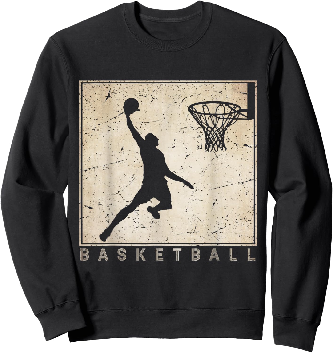 Retro Basketball for Basketball Players Basketball Clothing Sweatshirt - Sweatshirt | Black