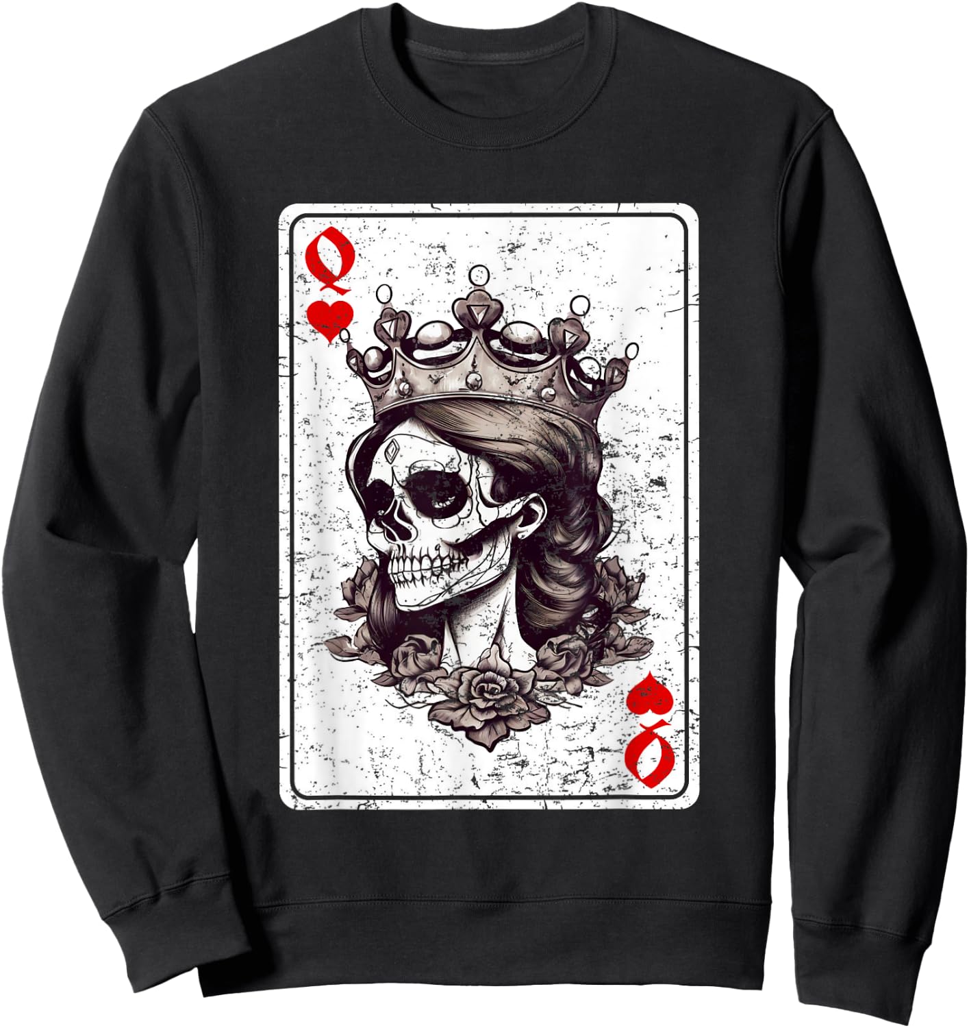 Queen of Hearts Card Game Horror Heart Queen Gothic Sweatshirt - Sweatshirt | Black