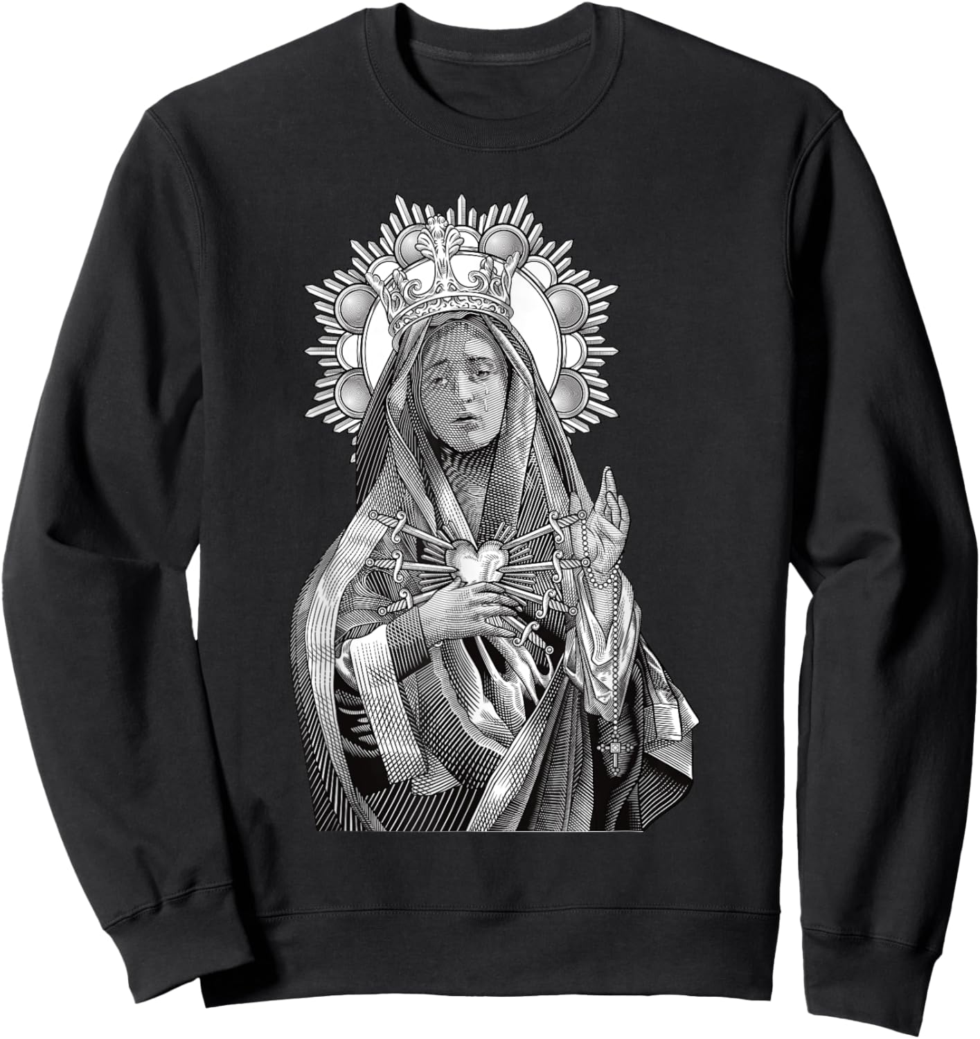 Mater Dolorosa Our Lady of Sorrows Virgin Mary Catholic Sweatshirt - Sweatshirt | Black