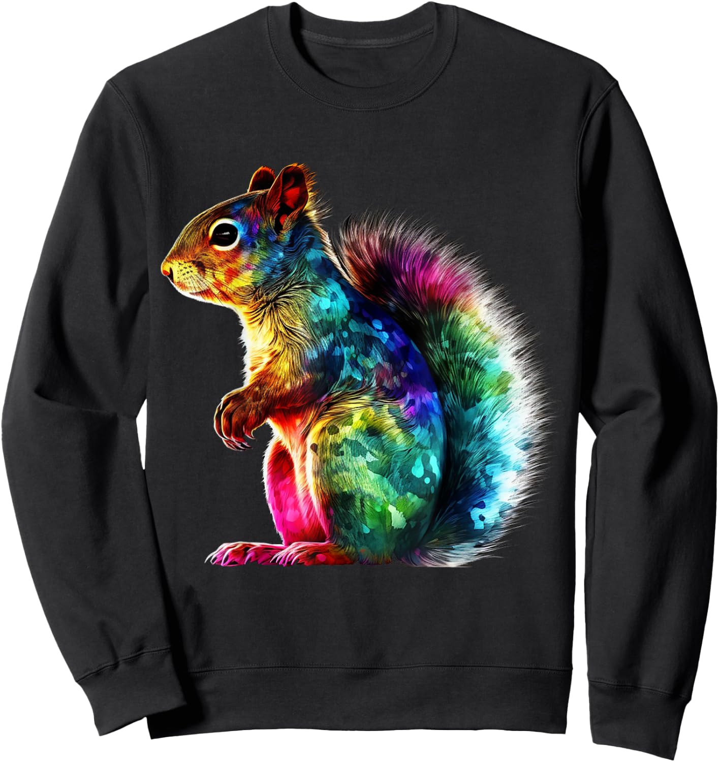 Squirrel Artwork - Colourful Animal Squirrel Sweatshirt - Sweatshirt | Black