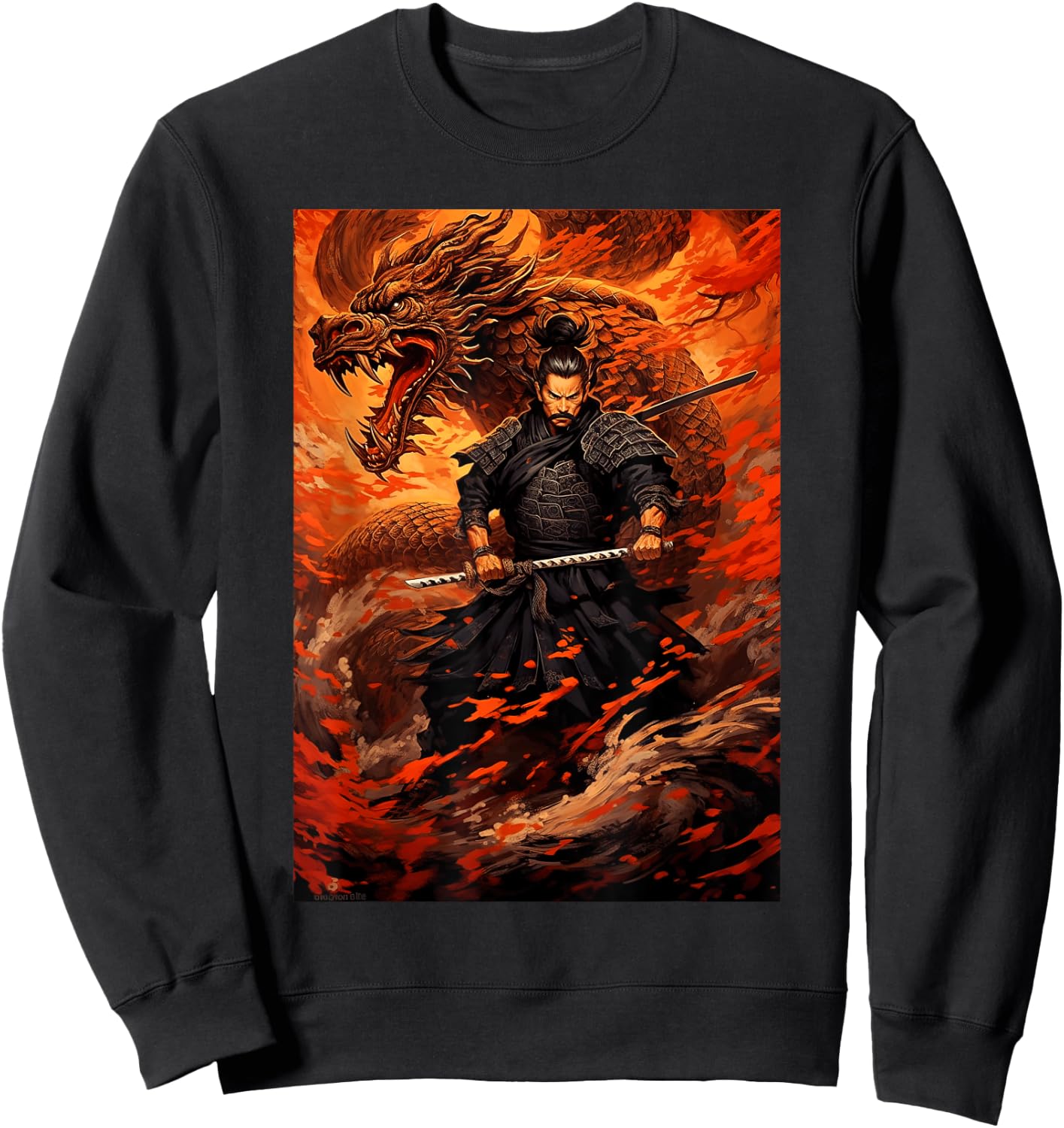 Samurai Conquers the Great Dragon - Bushido Spirit Sweatshirt - Sweatshirt | Black