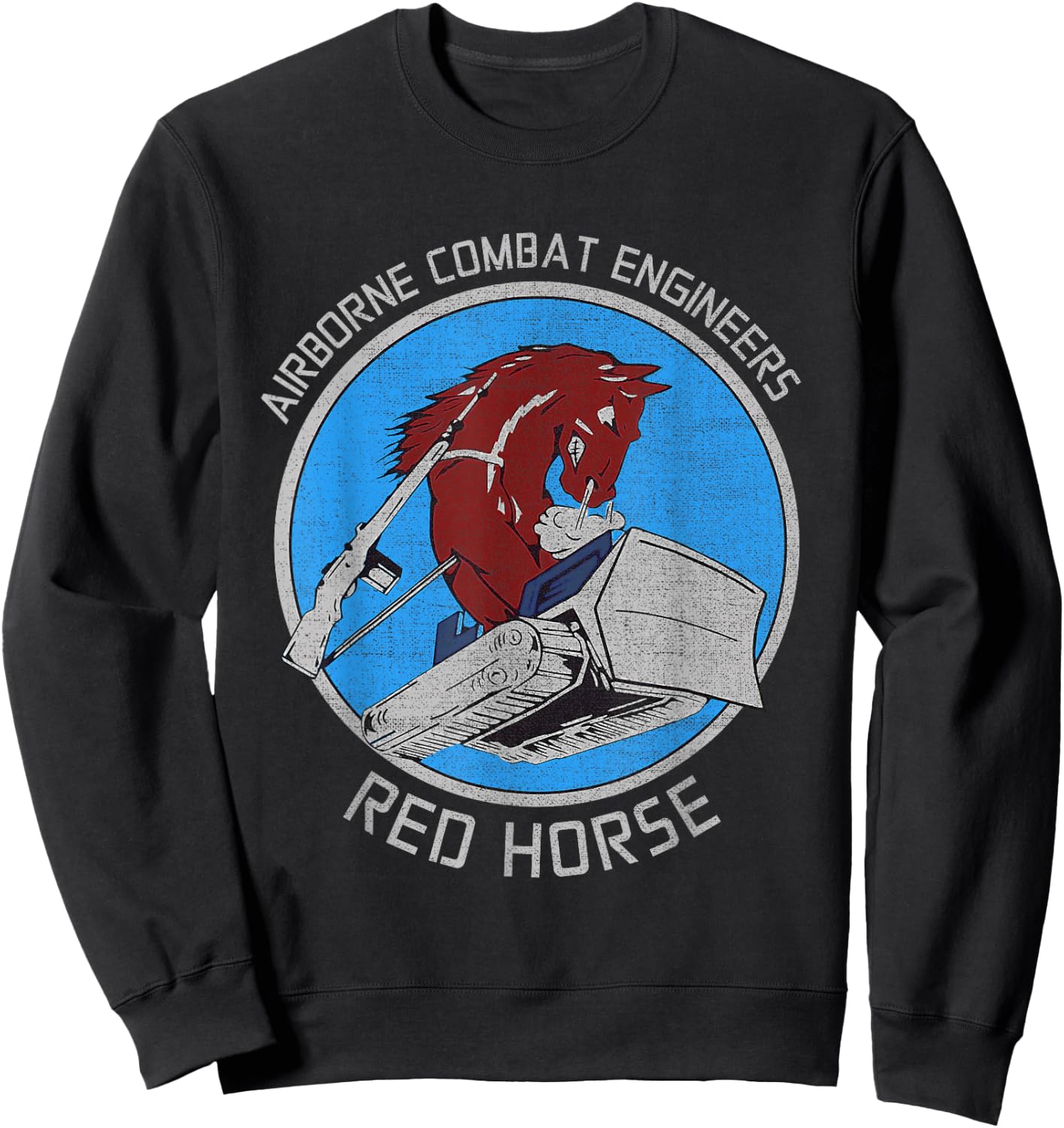 RED HORSE Airborne Combat Engineer US Military Sweatshirt - Sweatshirt | Black