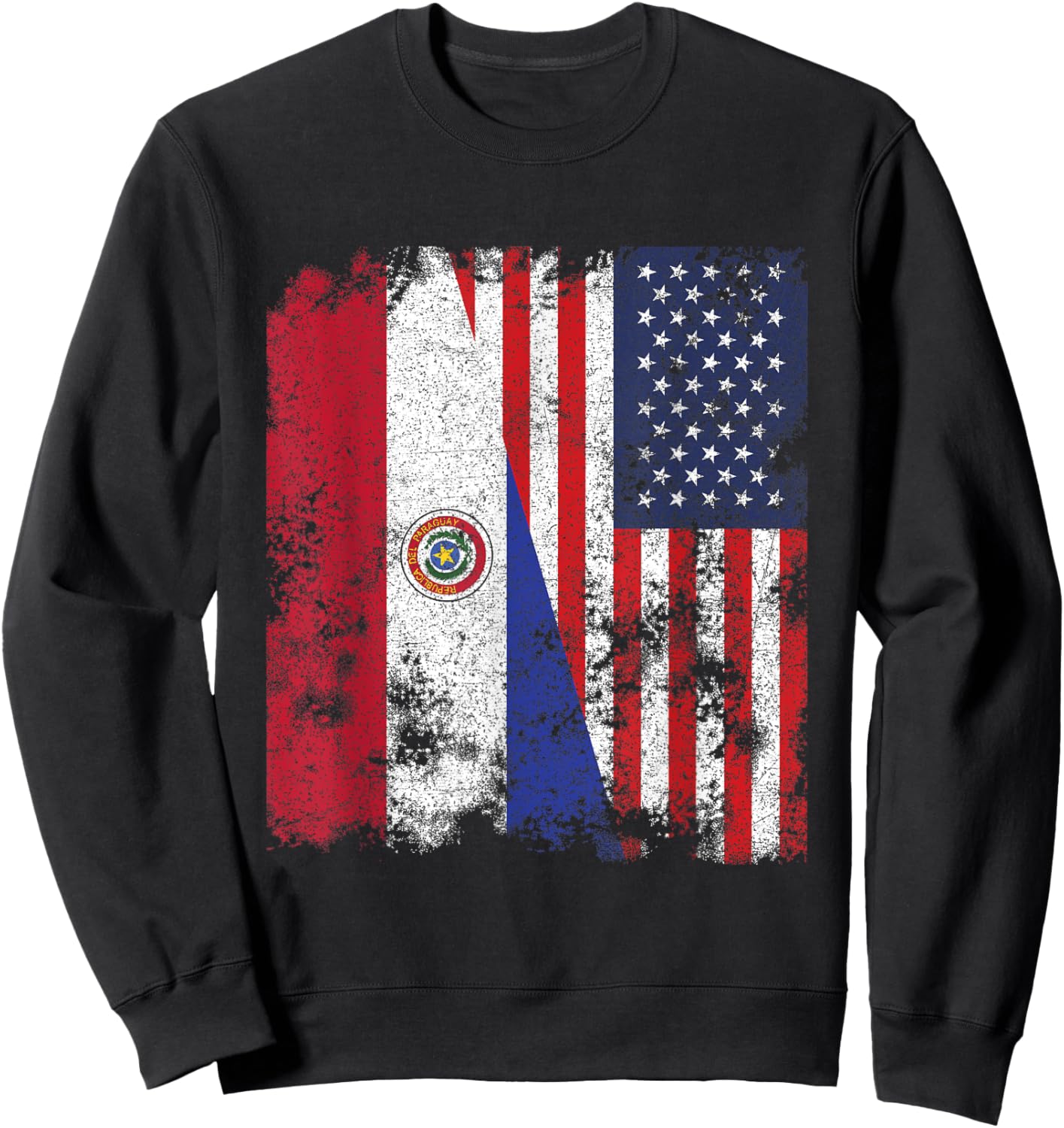 Paraguay USA Flag Distressed - Half American Kids Men Sweatshirt - Sweatshirt | Black