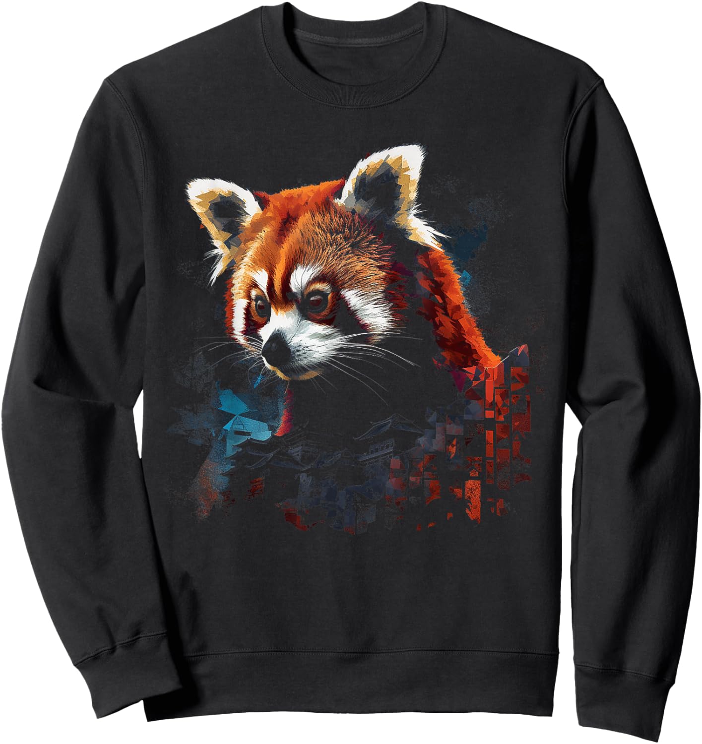 Red Panda Lover Artwork | Animal Motif Red Panda Sweatshirt - Sweatshirt | Black
