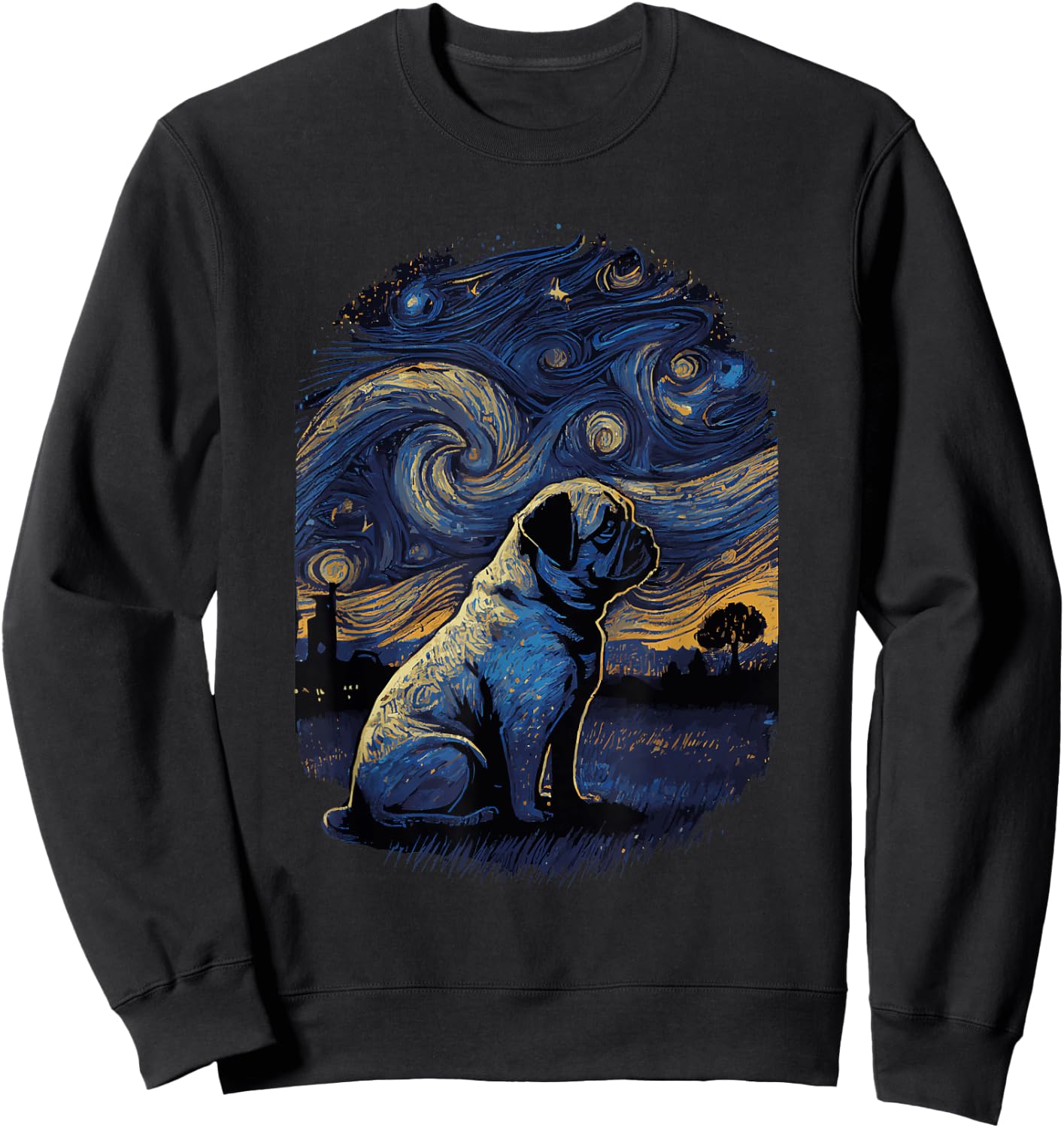 Pug Starry Night Sweatshirt - Sweatshirt | Black
