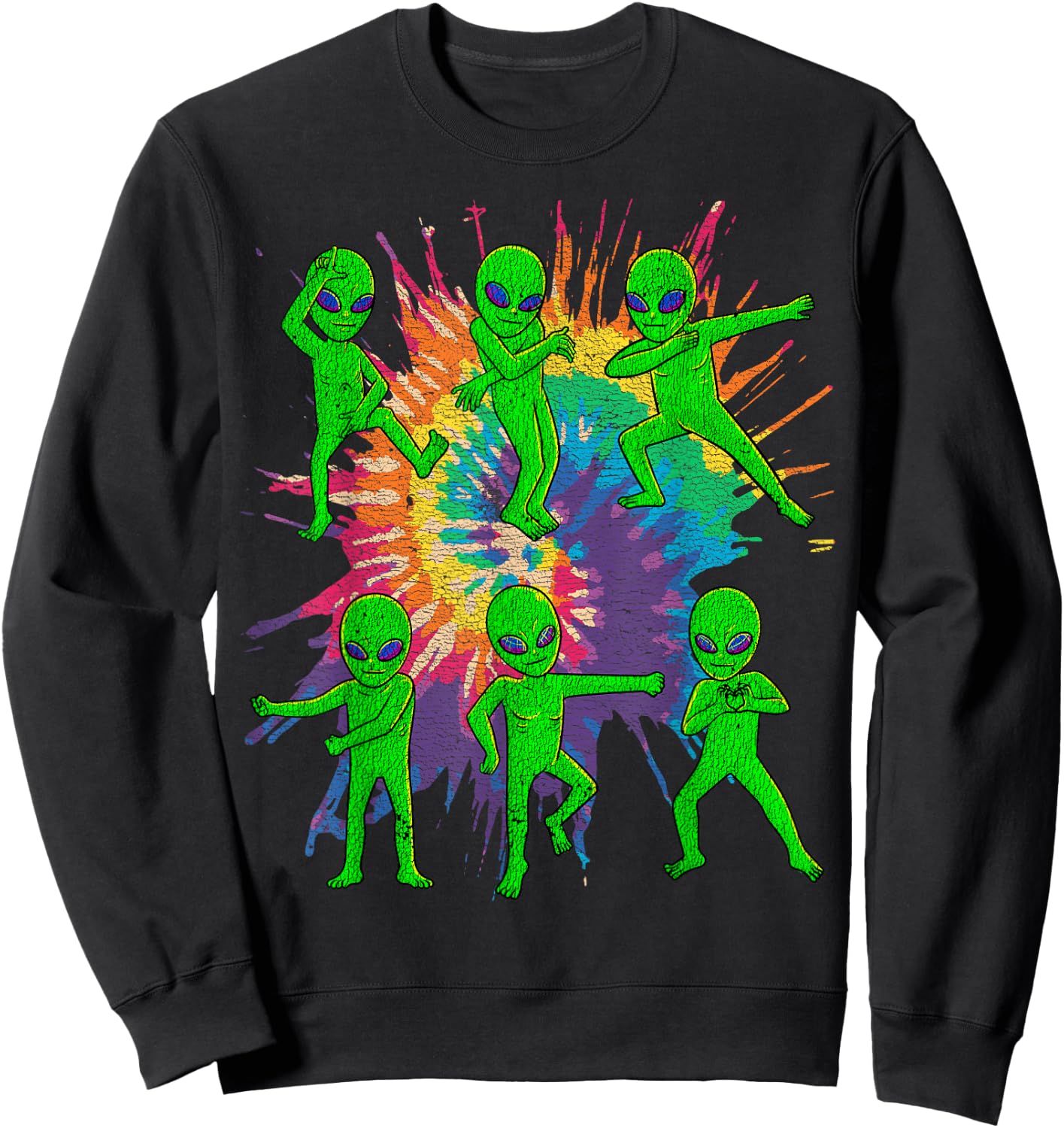 Dancing Alien Halloween Aliens Tie Dye Dance Kids Boys Girls Sweatshirt - Sweatshirt | Black