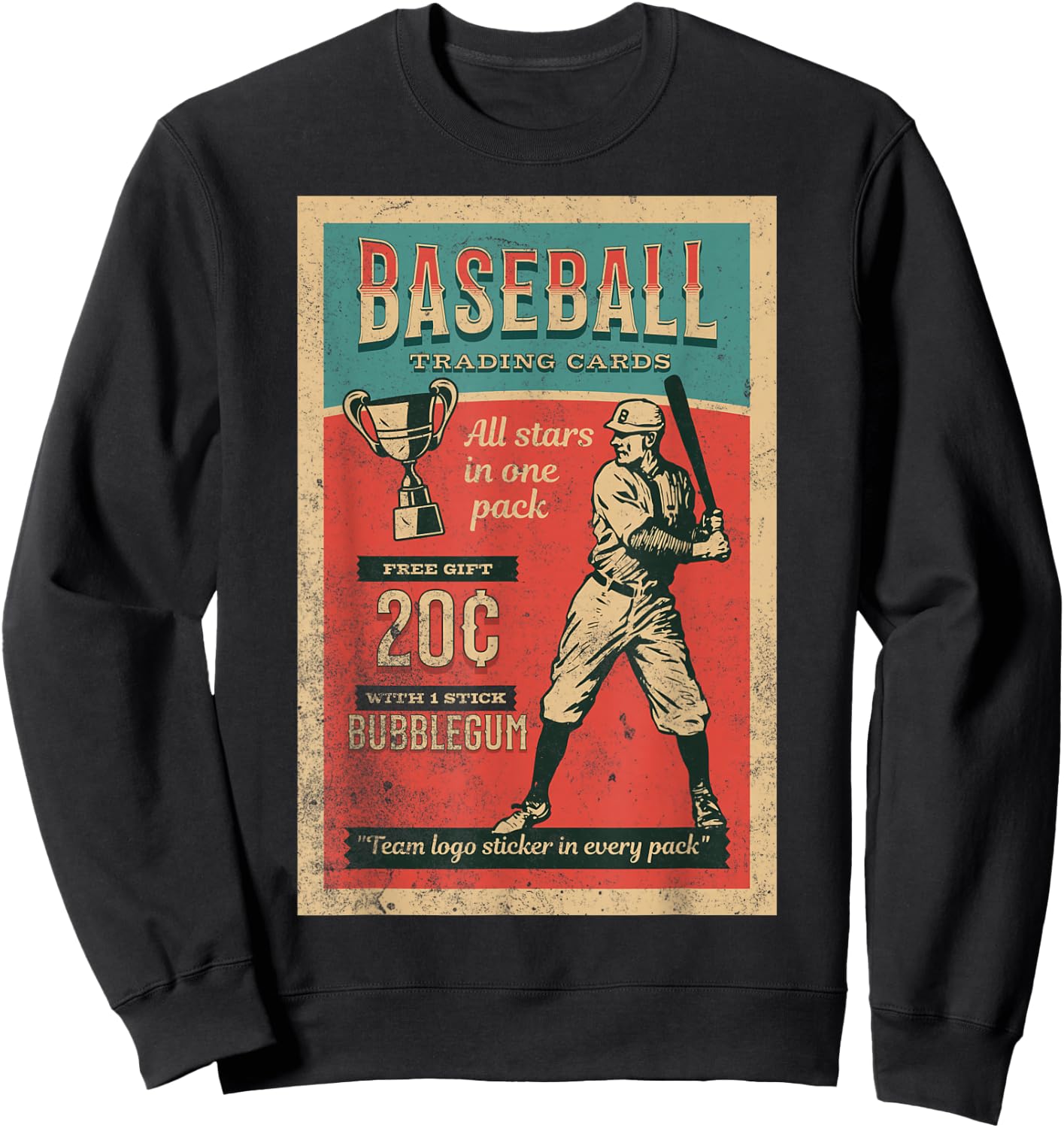 Baseball Card Wrapper Vintage Retro Distressed Hobby Sweatshirt - Sweatshirt | Black