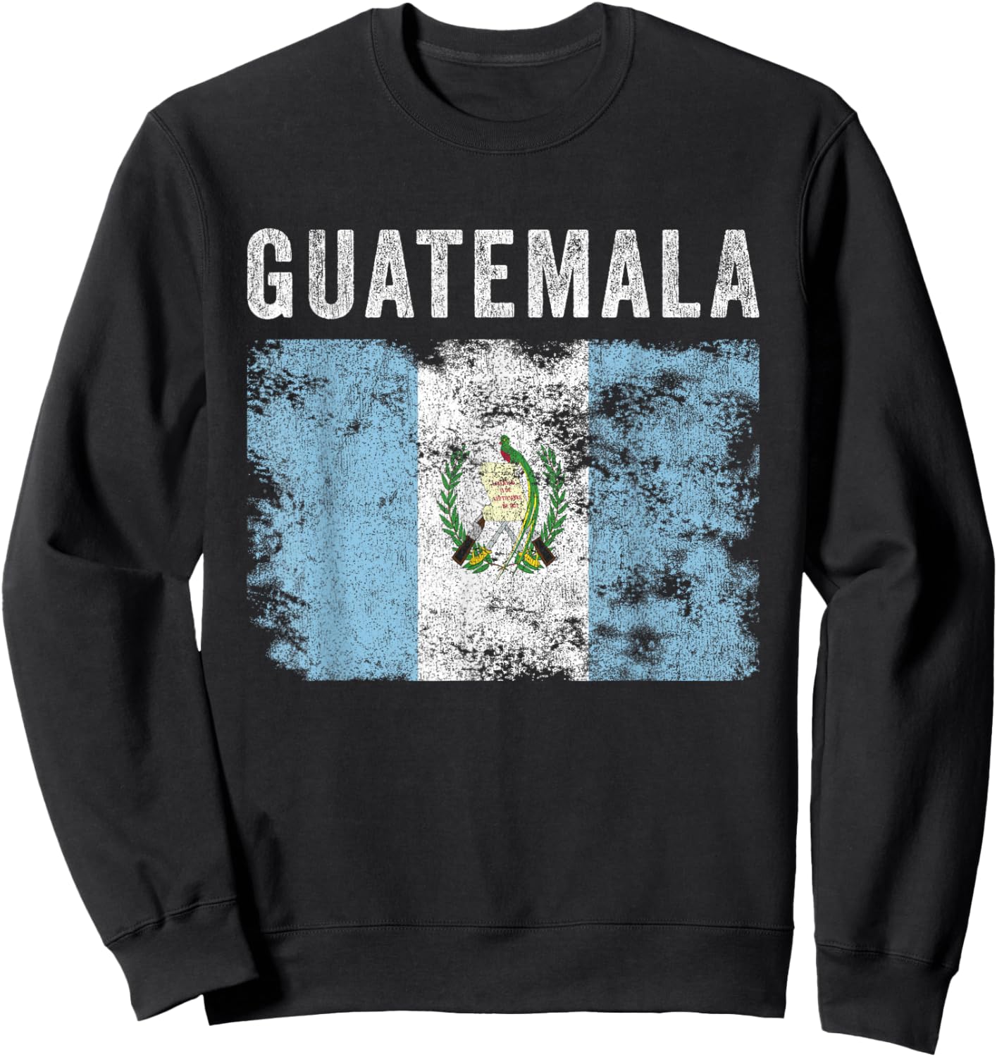 Guatemala Flag Distressed - Men Women Kids - Guatemalan Flag Sweatshirt - Sweatshirt | Black