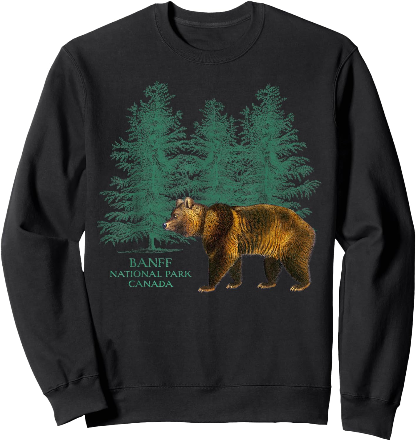 Banff National Park Alberta Canada Bear Trees Vintage Look Sweatshirt - Sweatshirt | Black