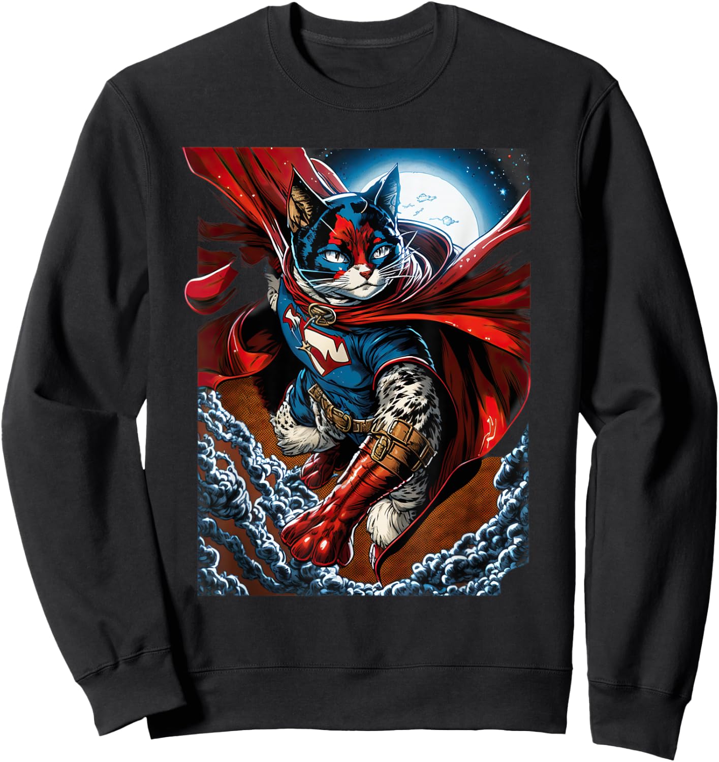 Super Power Superhero Snowshoe Cat Men Women Kids Sweatshirt - Sweatshirt | Black