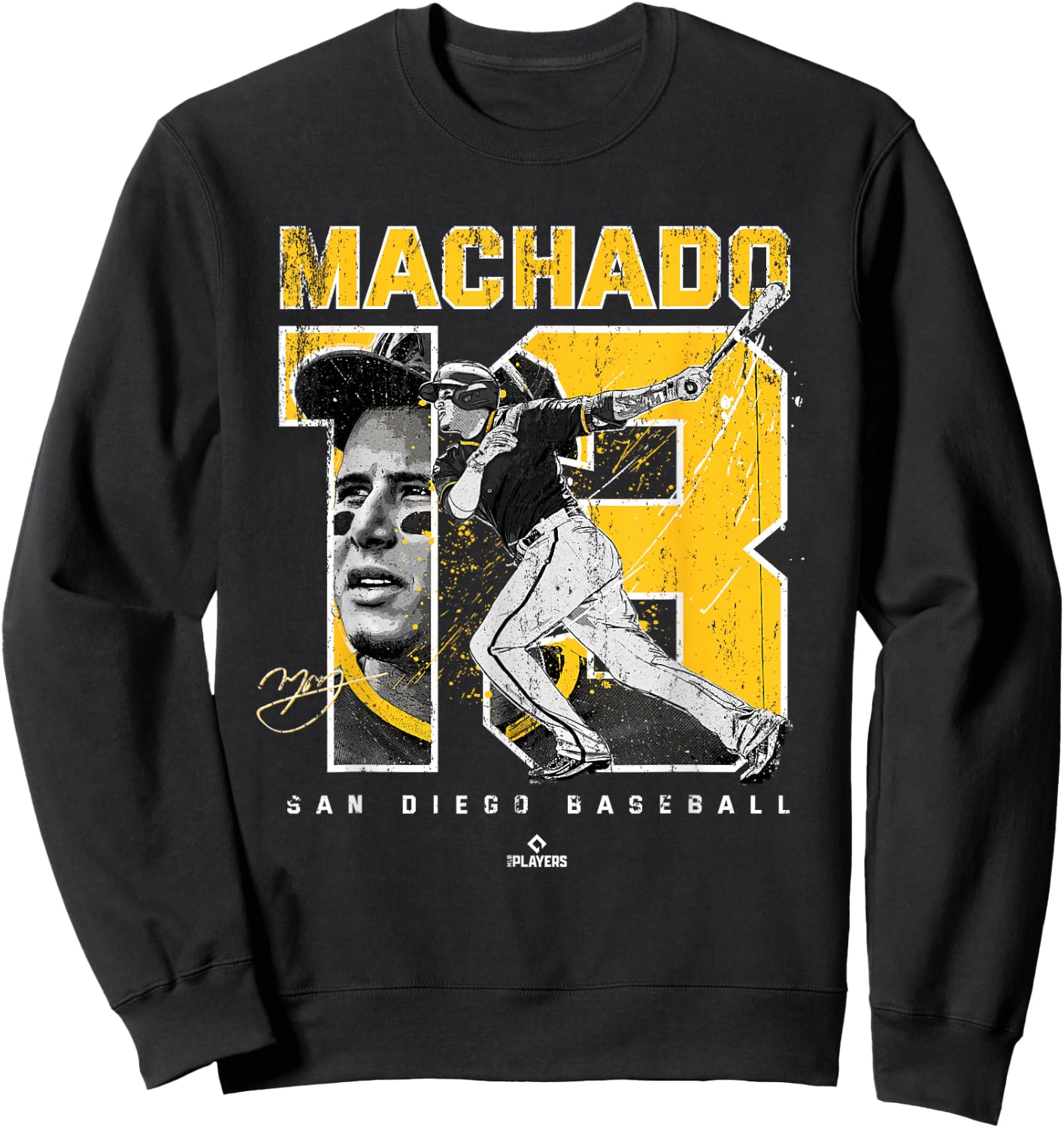 Number and Portrait Manny Machado San Diego MLBPA Small Sweatshirt - Sweatshirt | Black