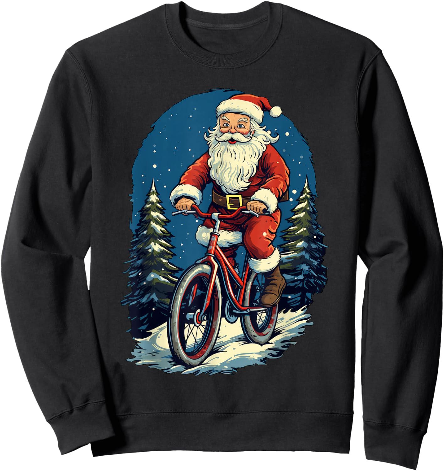 Santa Claus Riding Bicycle Cycling Biker Cyclist Xmas Party Sweatshirt - Sweatshirt | Black