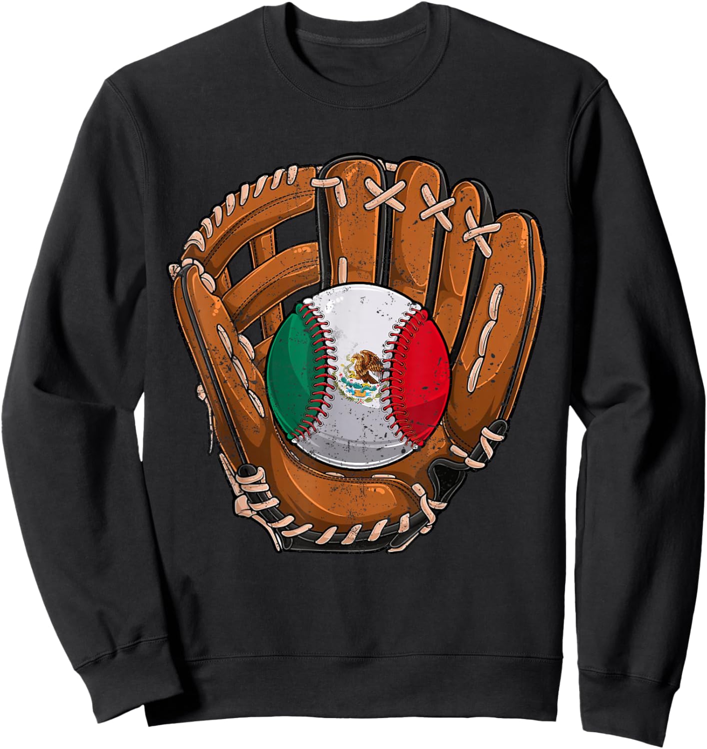 Mexico Flag Baseball Ball Softball Mexican Sport Player Sweatshirt - Sweatshirt | Black