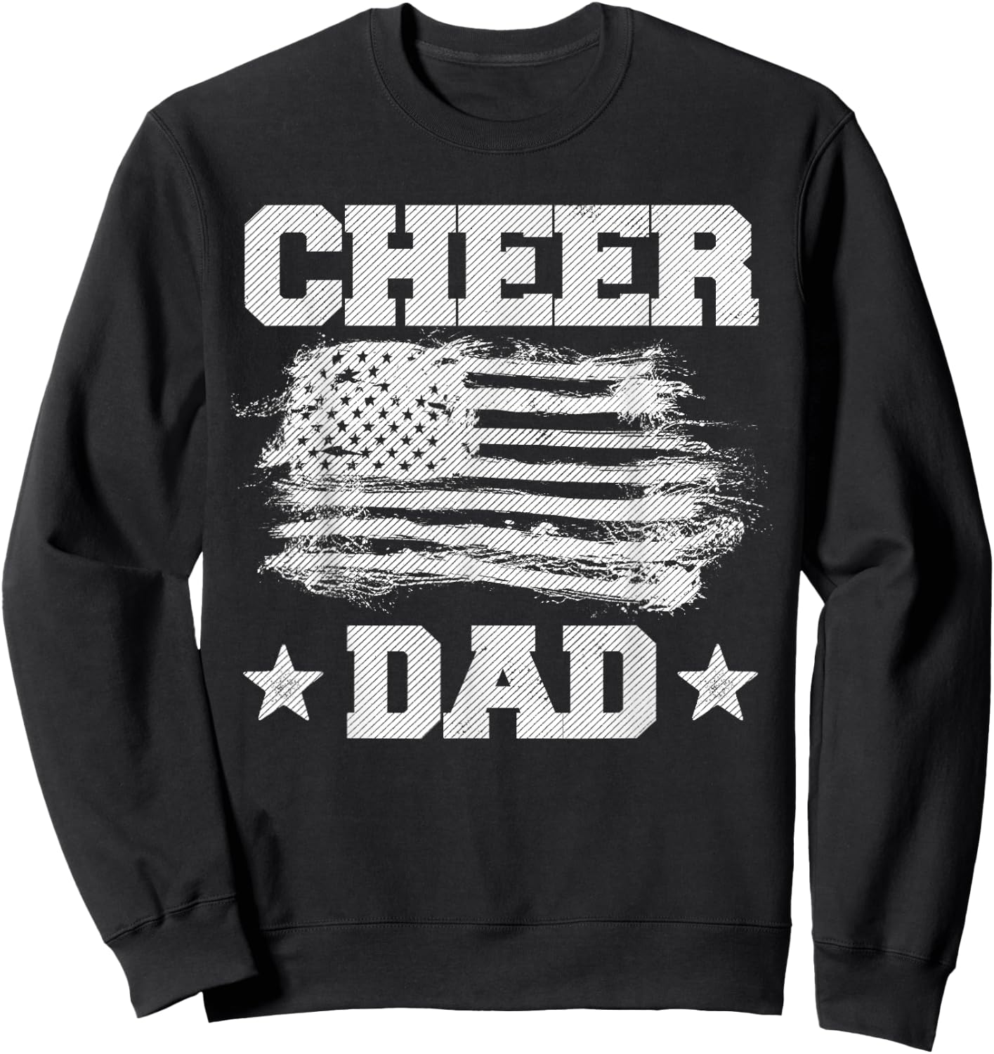 Cheer Dad Vintage American Flag Father Cheerleader Squad Sweatshirt - Sweatshirt | Black