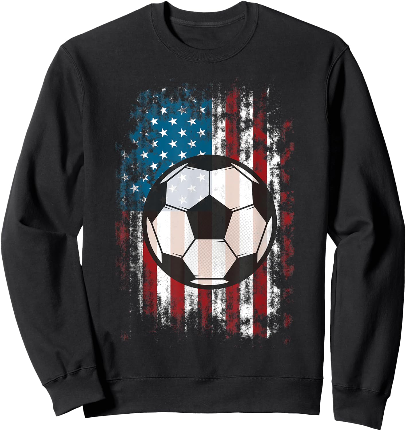 Soccer Ball American Flag USA for Soccer Lovers Women Kids Men Sweatshirt - Sweatshirt | Black