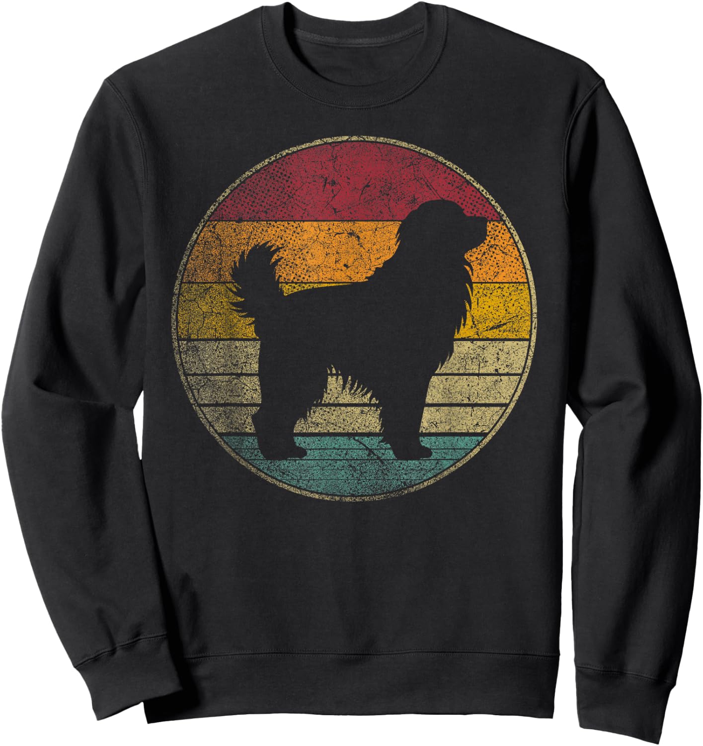 Newfoundland Dog Vintage Silhouette 70s 80s Retro Distressed Men Women Kids Sweatshirt - Sweatshirt | Black