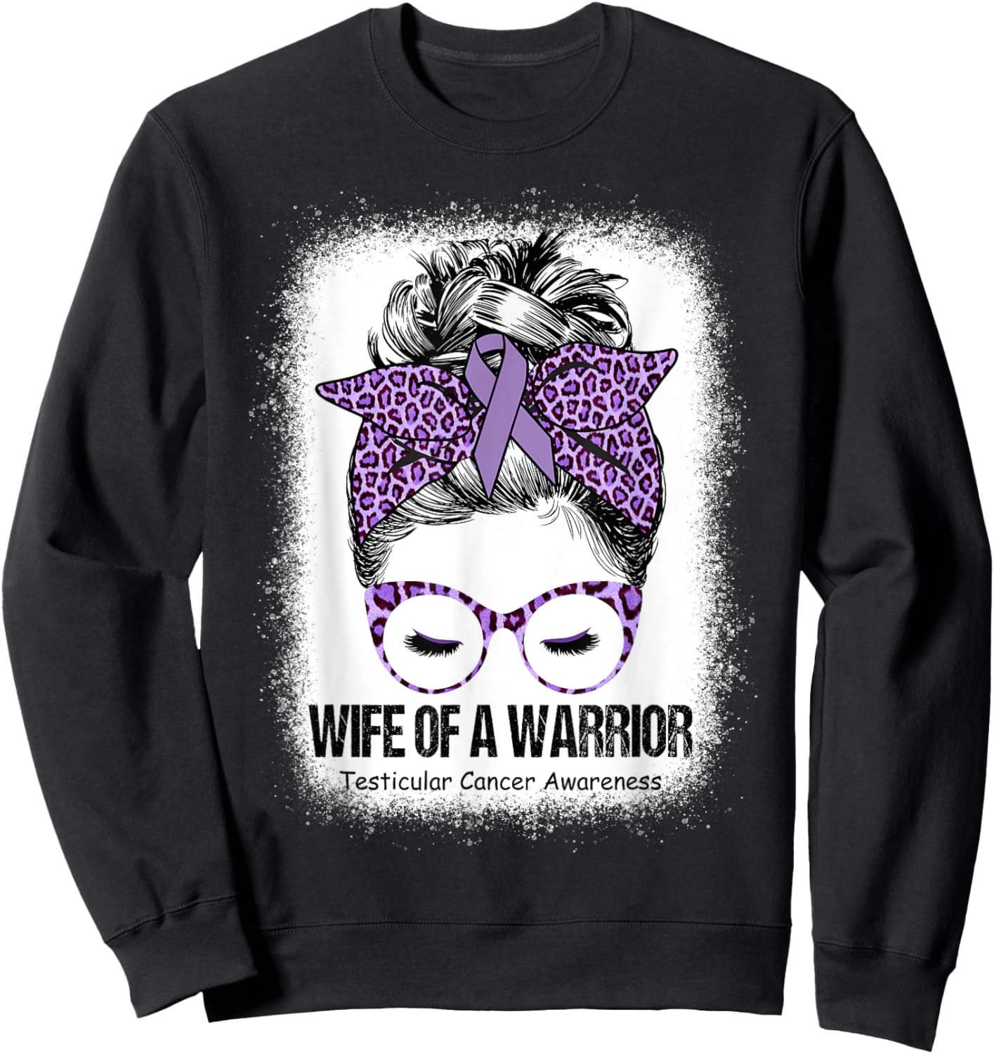 Wife of a Warrior Purple Ribbon Testicular Cancer Awareness Sweatshirt - Sweatshirt | Black