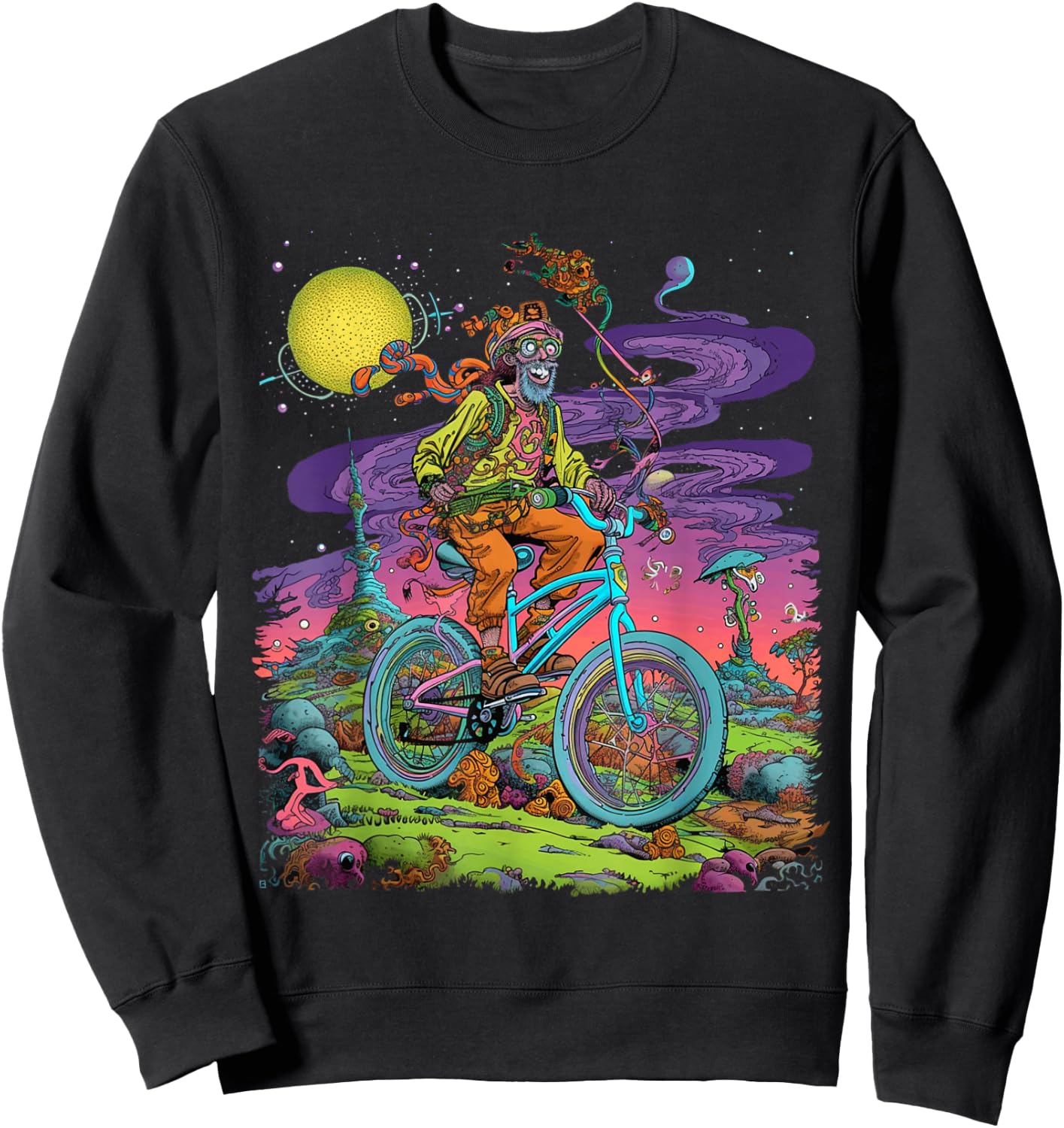 Bicycle Day Hofmann Trip | Psychedelic Comic Style Hippie Sweatshirt - Sweatshirt | Black