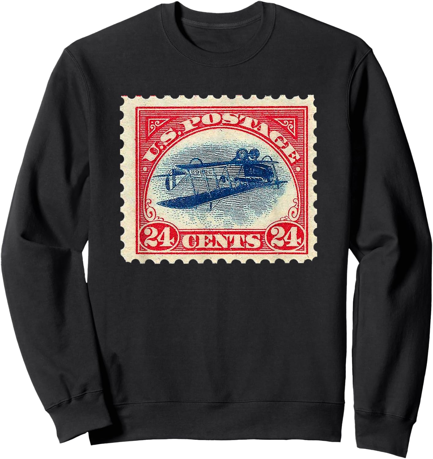 Retro Vintage 1900's Upside Down Jenny Postage Stamp Sweatshirt - Sweatshirt | Black