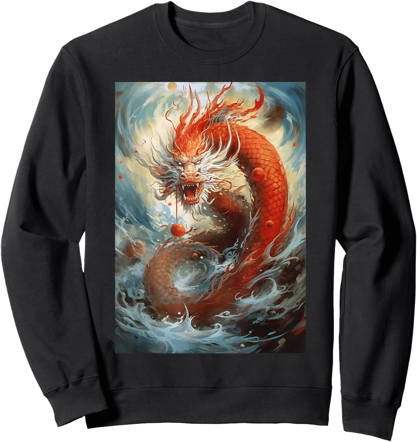 Dragon Art Chinese Symbol Of Power Strength Good Luck Sweatshirt - Sweatshirt | Black