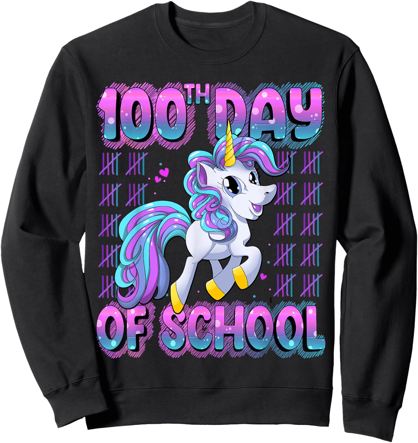 100 Days Of School Shirt Unicorn 100 Days Smarter 100th Day Sweatshirt - Sweatshirt | Black