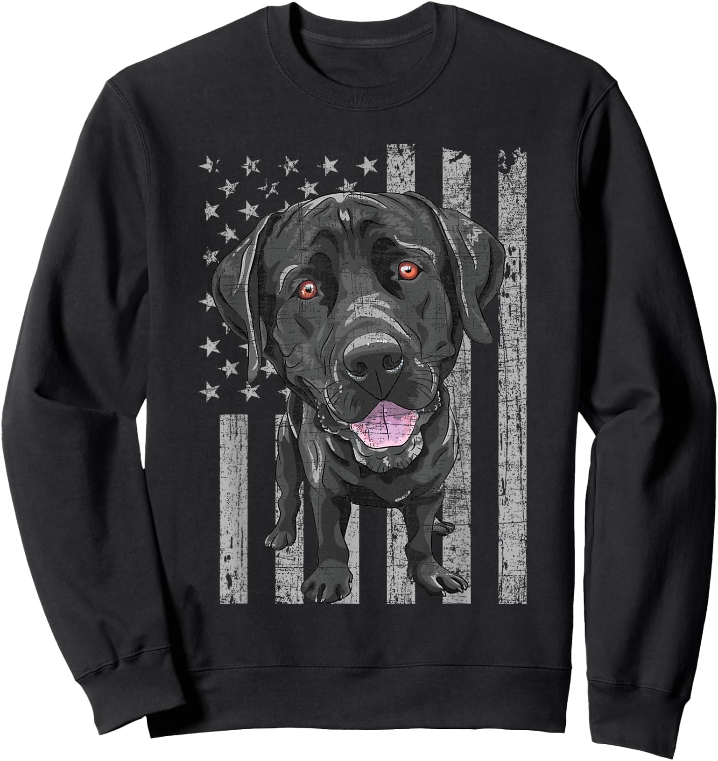 Patriotic Black Labrador - USA American Flag Dog Lover Sweatshirt - Sweatshirt | Black