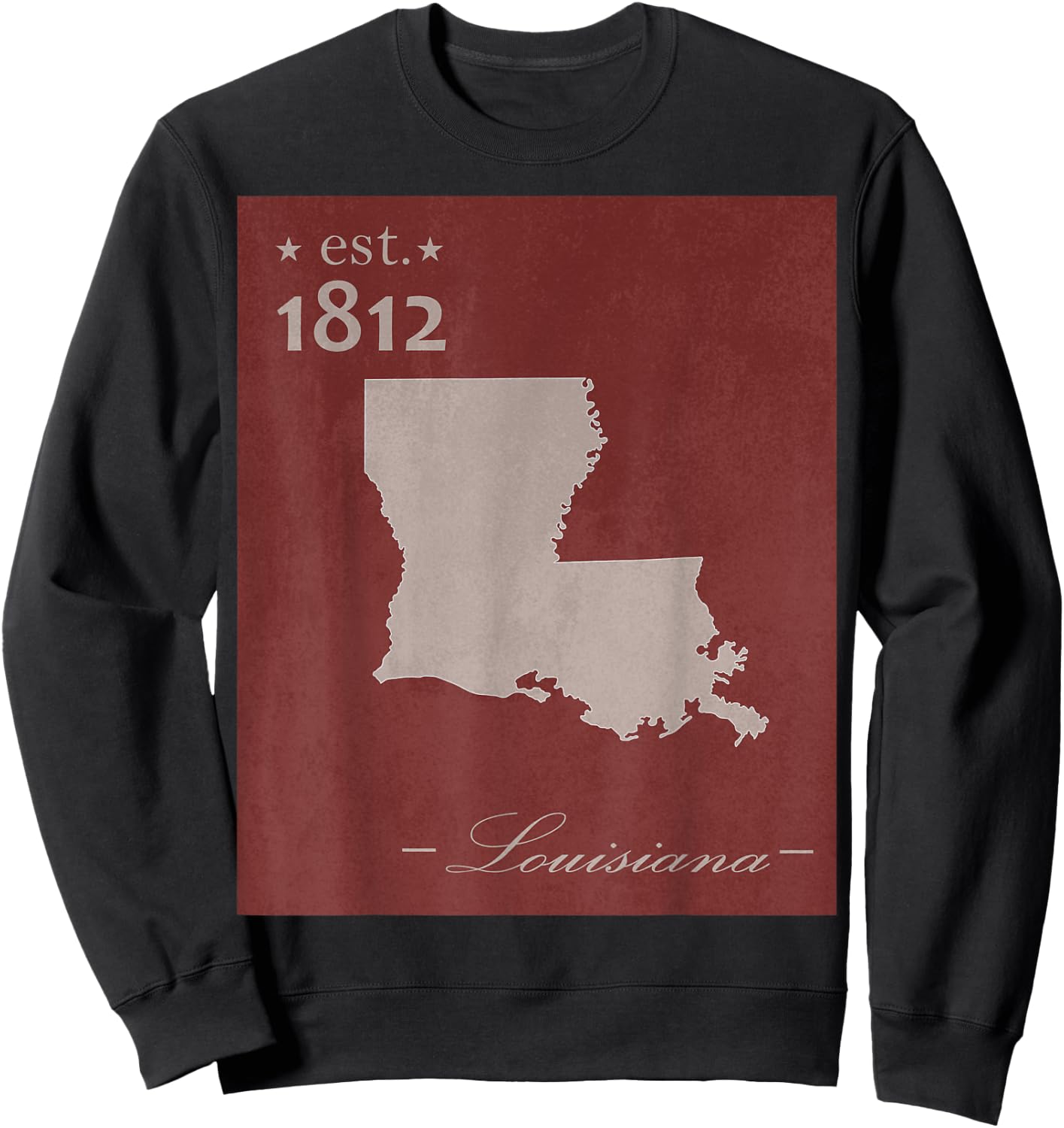 Louisiana LA Map Grunge Vintage State Graphic Women Men Sweatshirt - Sweatshirt | Black