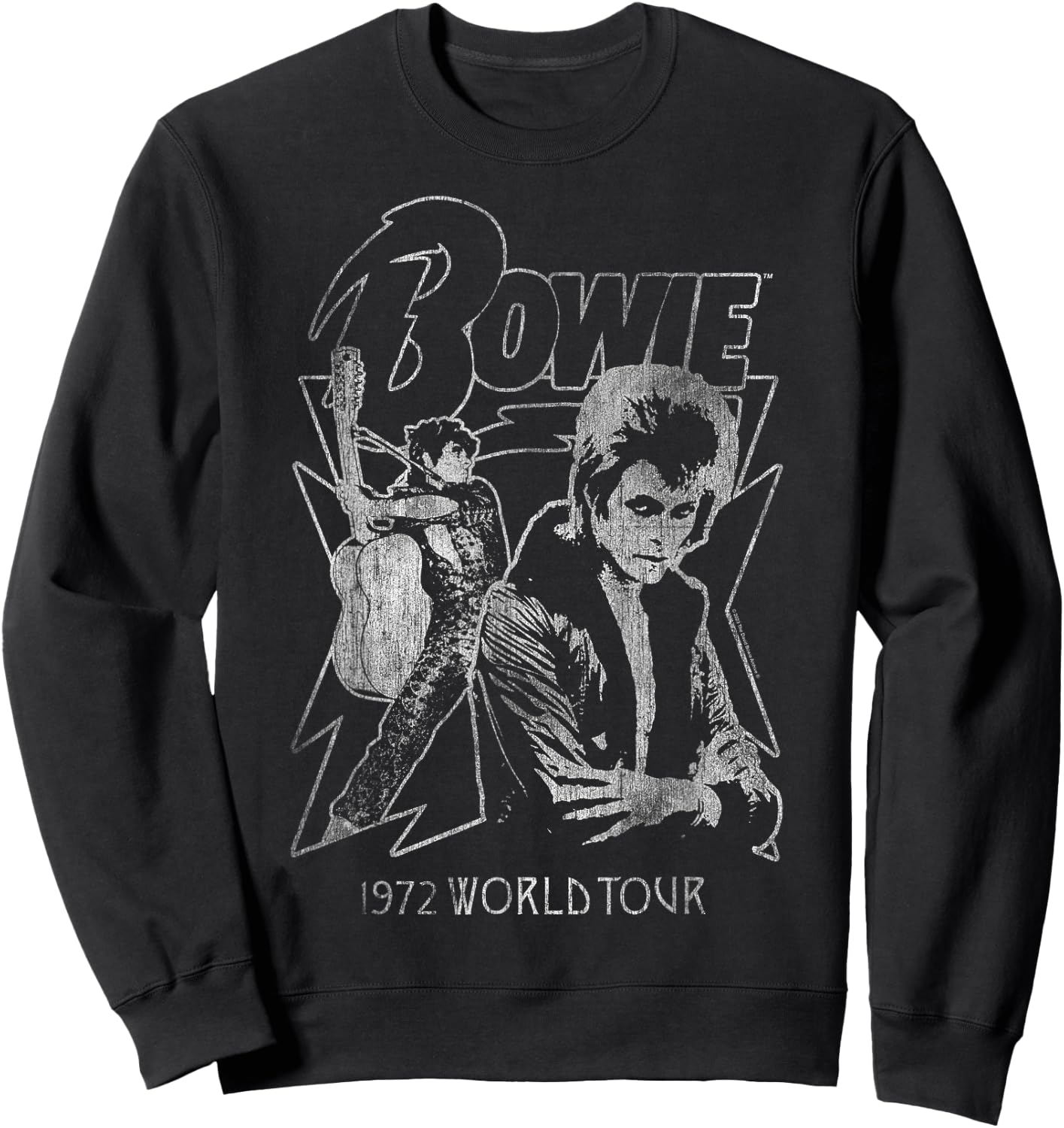David Bowie Music Rock Mono 1972 World Tour Sweatshirt - Sweatshirt | Black