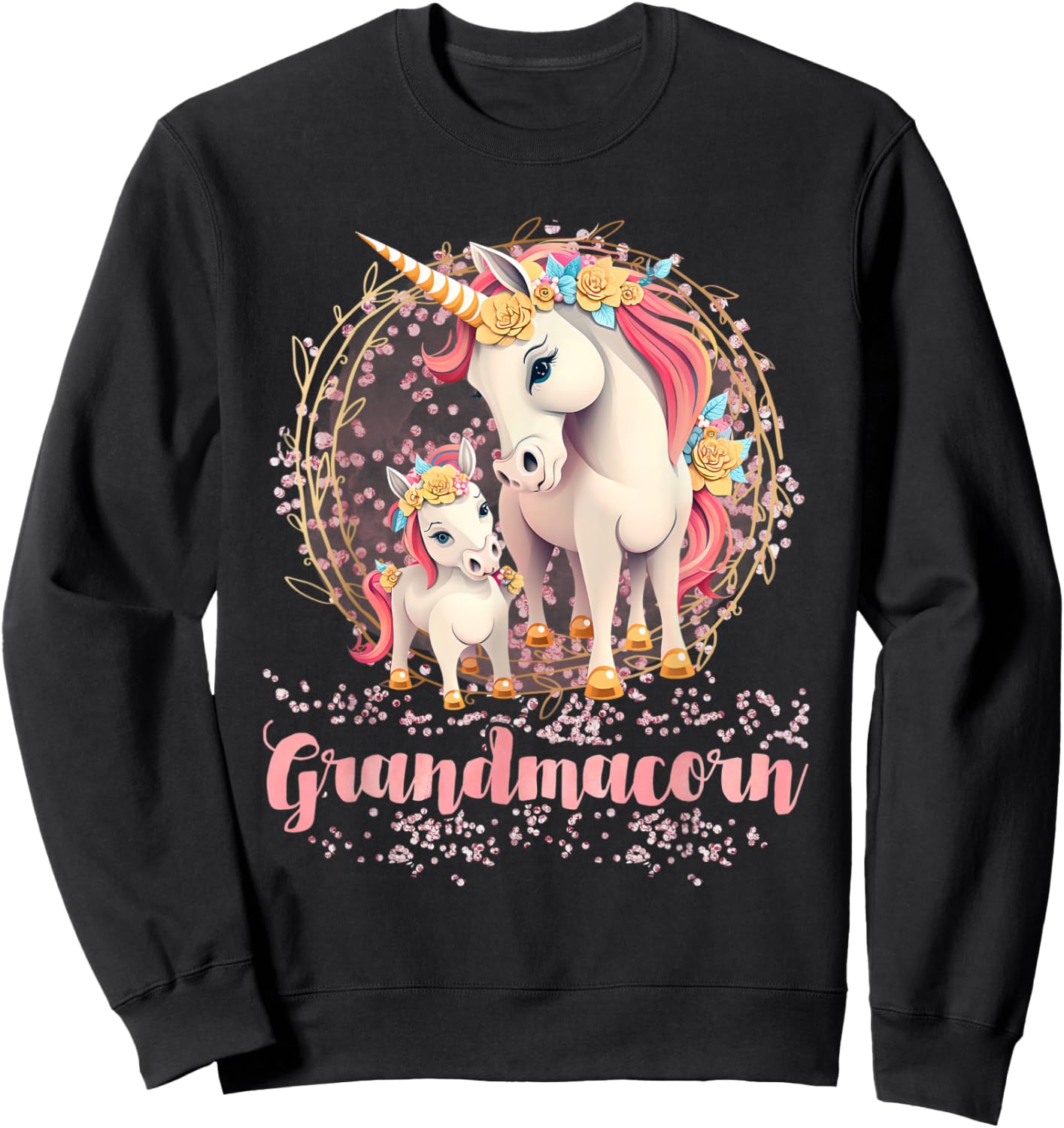 Grandmacorn Mother's day Grandmother Grandma Unicorn Sweatshirt - Sweatshirt | Black
