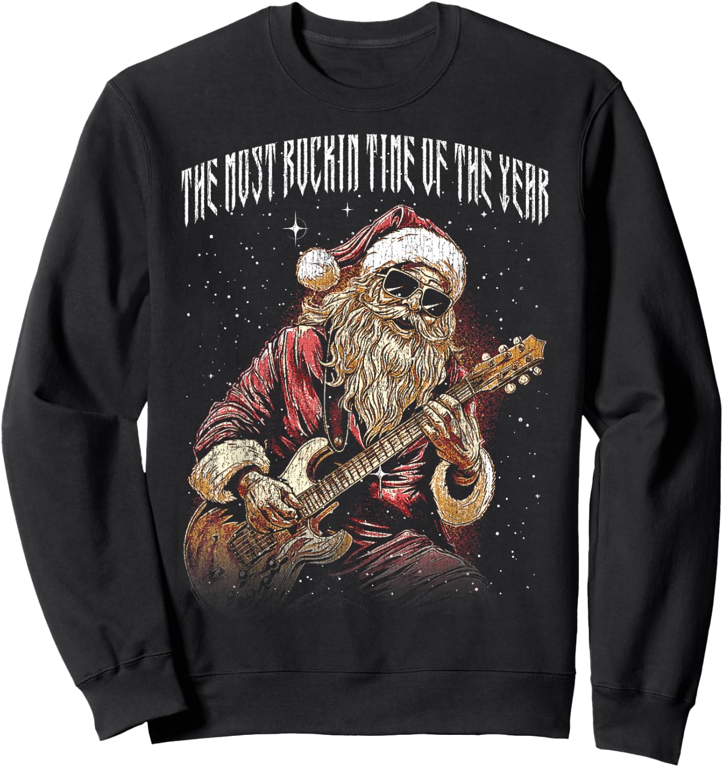 The most rockin time of the year cool Christmas Rock N Roll Sweatshirt - Sweatshirt | Black