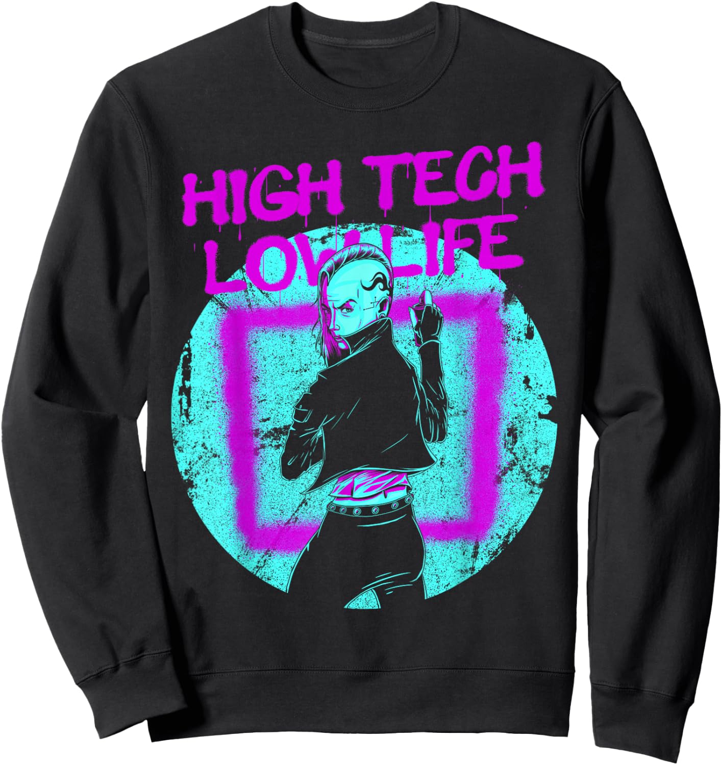 Cyberpunk High Tech Low Life Japanese Aesthetic Futuristic Sweatshirt - Sweatshirt | Black