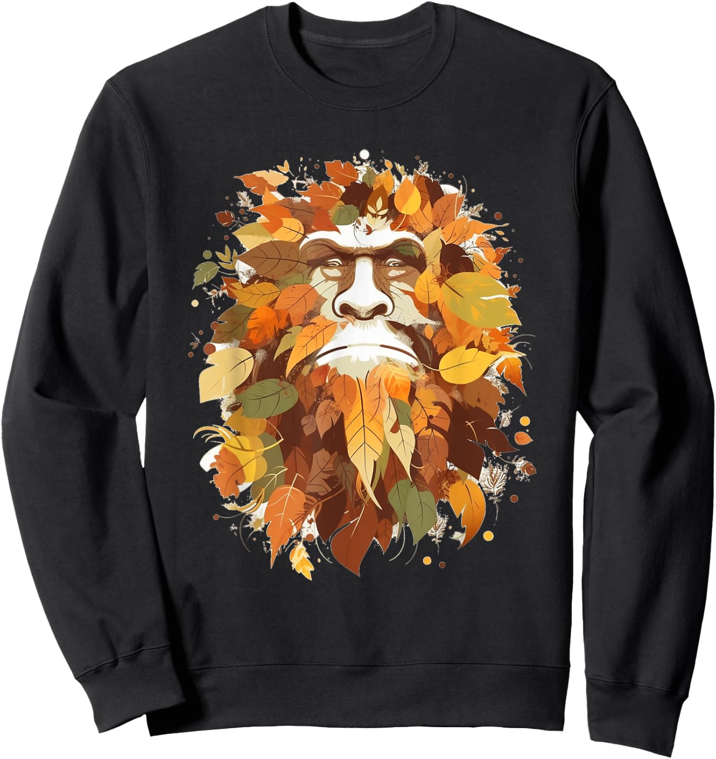 Bigfoot Fall Leaves Thanksgiving Day Sasquatch Autumn Sweatshirt - Sweatshirt | Black