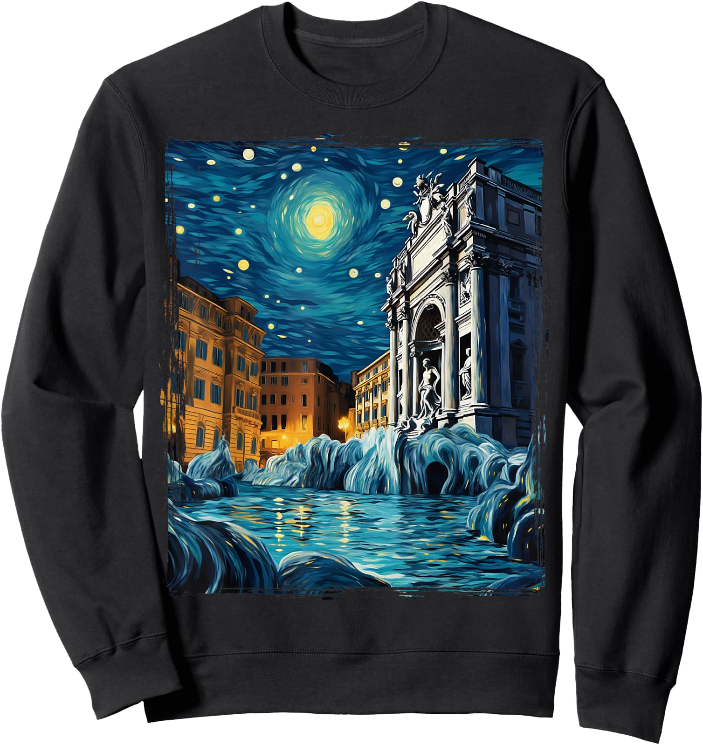 Cool Vintage Rome Italy Souvenir Rome Italy Trevi Fountain Sweatshirt - Sweatshirt | Black