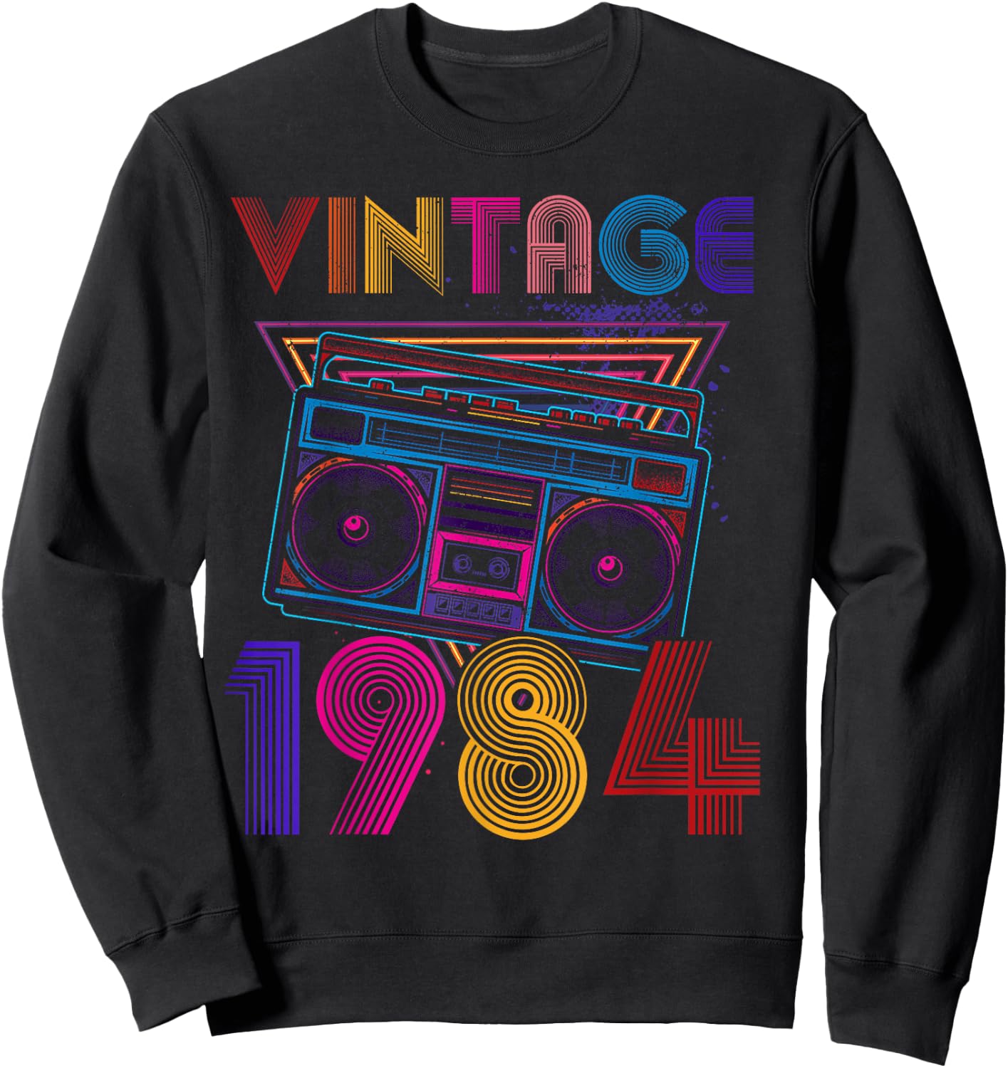 Classic Portable Stereo 1984 Music Lover Birthday Sweatshirt - Sweatshirt | Black