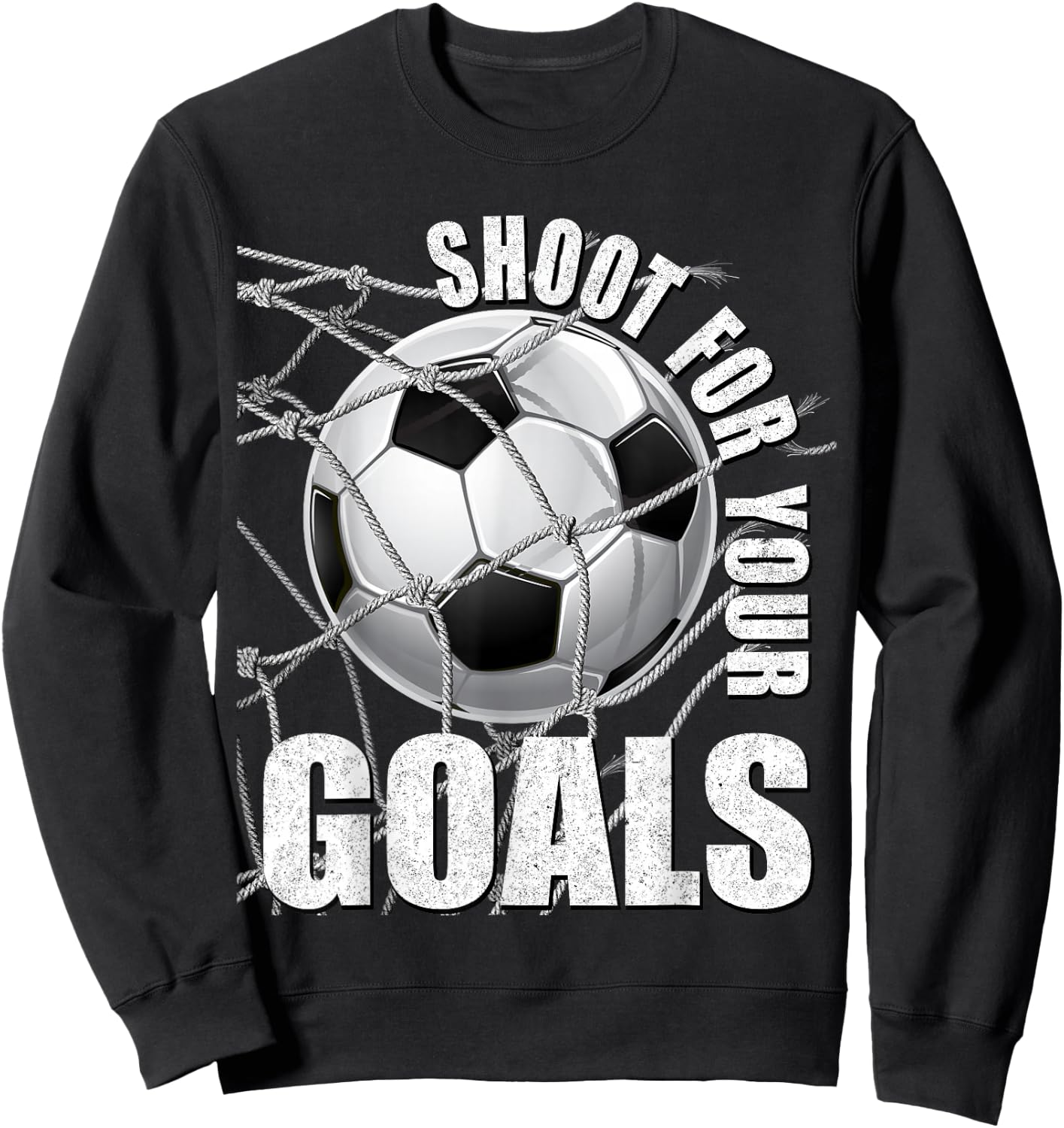 Shoot for Your Goals Kids Soccer Themed Motivational Teacher Sweatshirt - Sweatshirt | Black