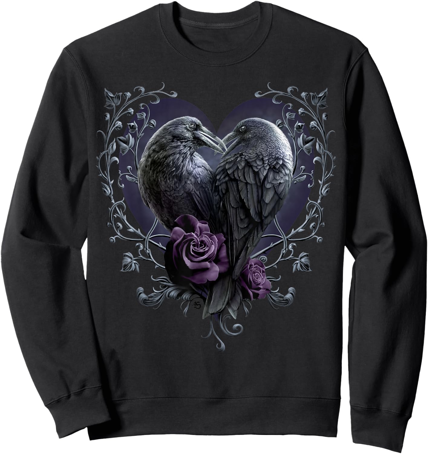 Spiral Original - Raven Heart - Gothic Ravens Sweatshirt - Sweatshirt | Black